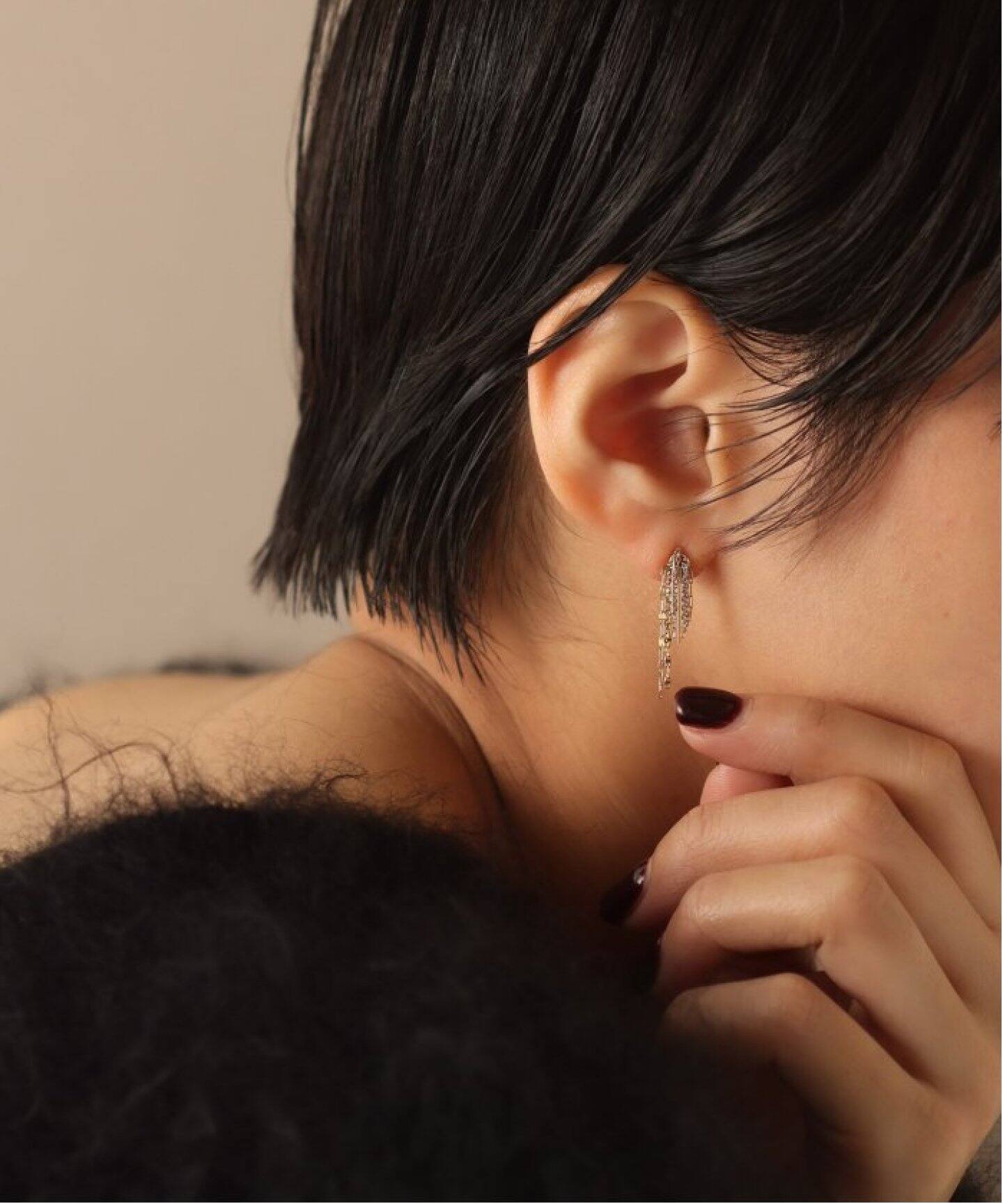 フリンジミックスチェーンピアス K10（両耳）（ピアス（両耳用 