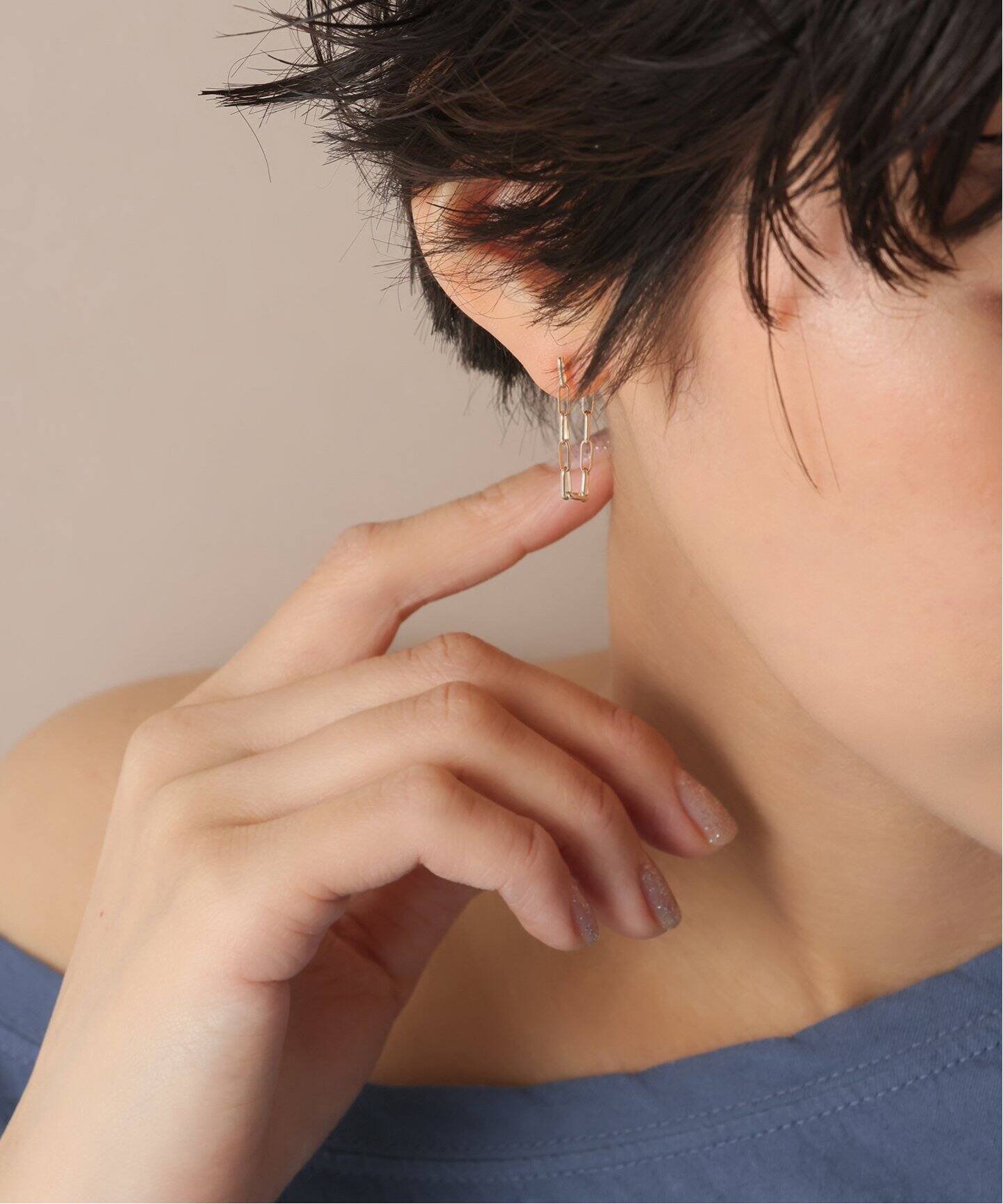 マーベラスチェーンUピアス K10（両耳）（ピアス（両耳用））｜Lilas 