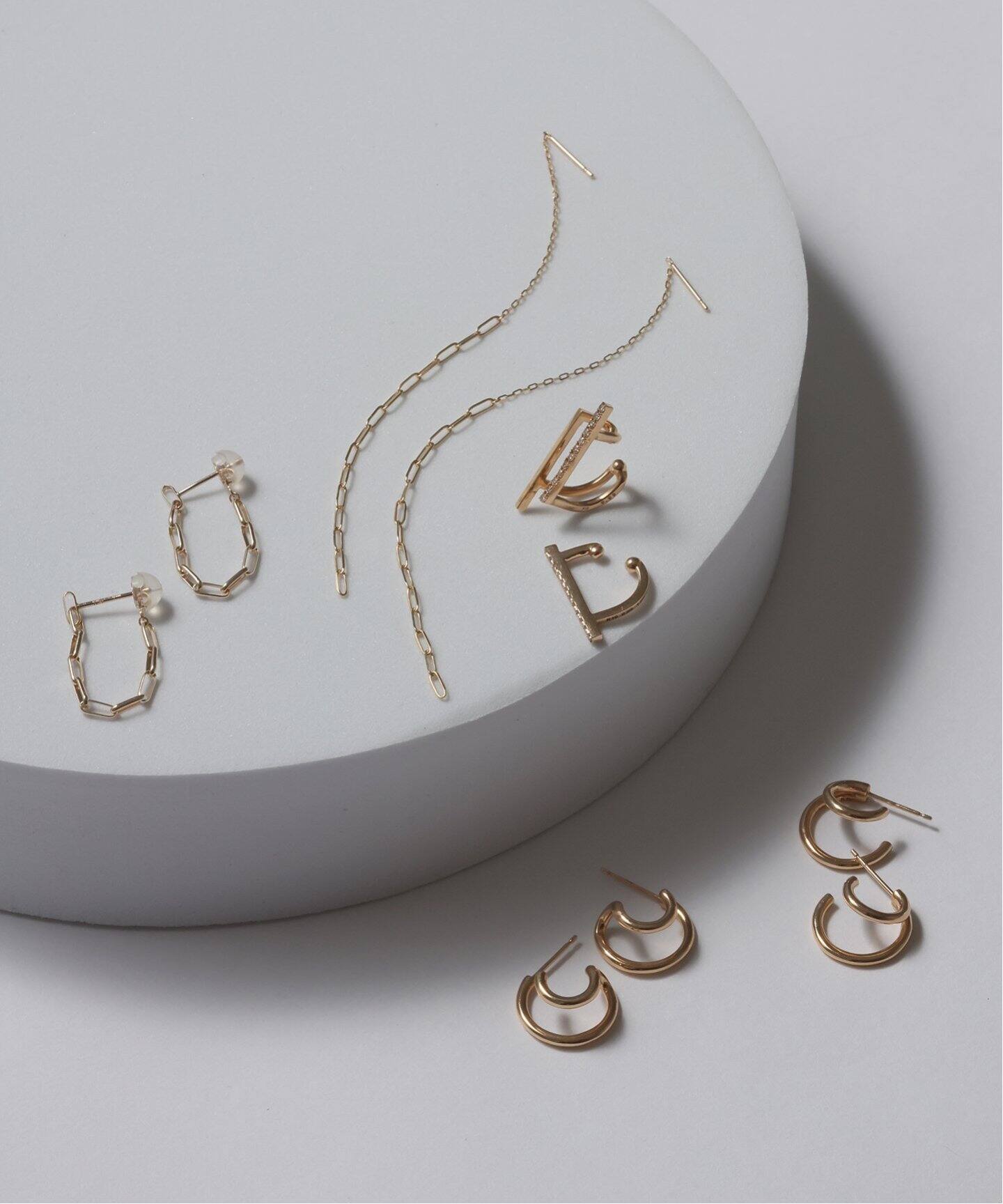 追加予約》ダイヤダブルバーイヤーカフ K10（片耳）（イヤーカフ  