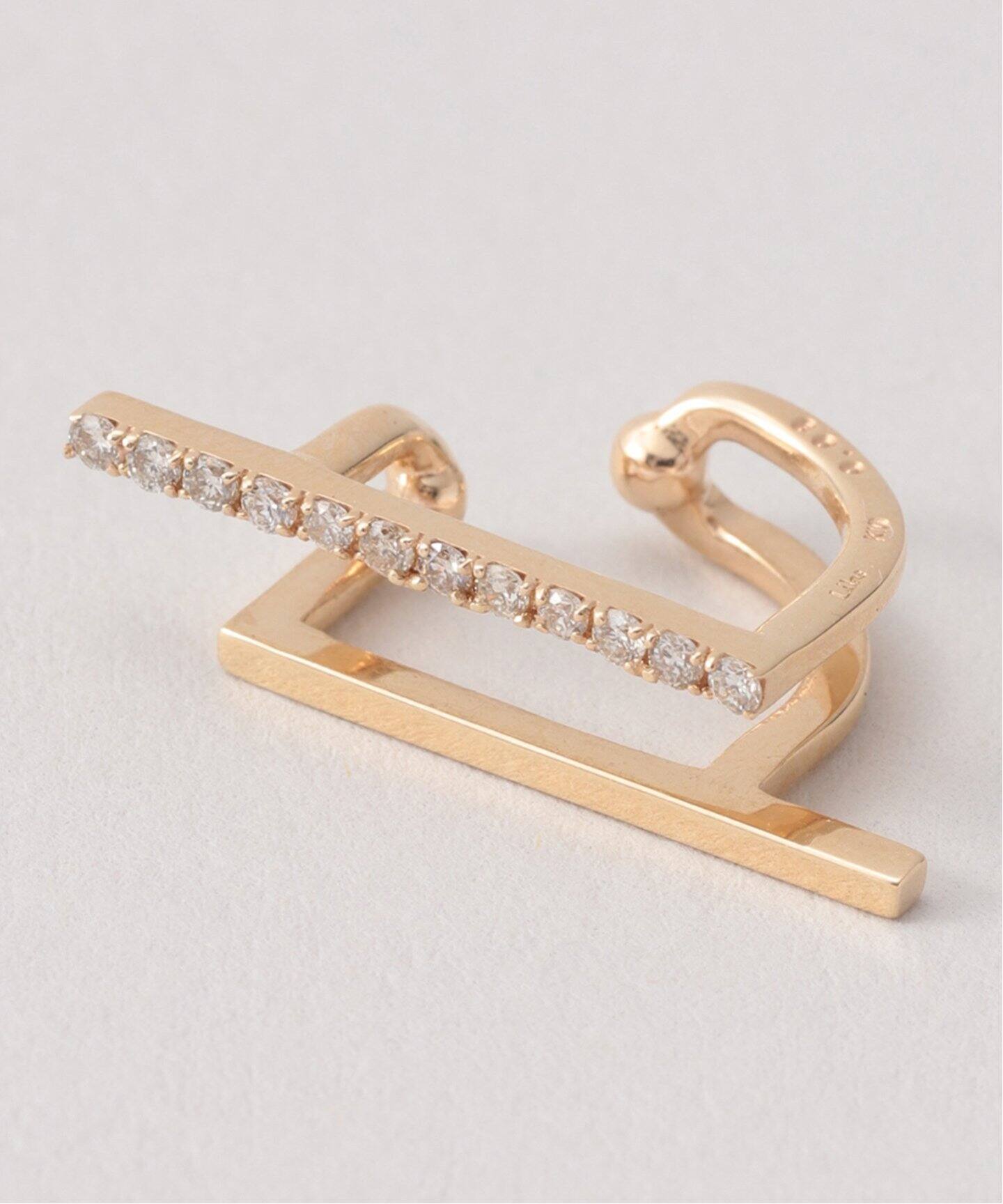 追加予約》ダイヤダブルバーイヤーカフ K10（片耳）（イヤーカフ  