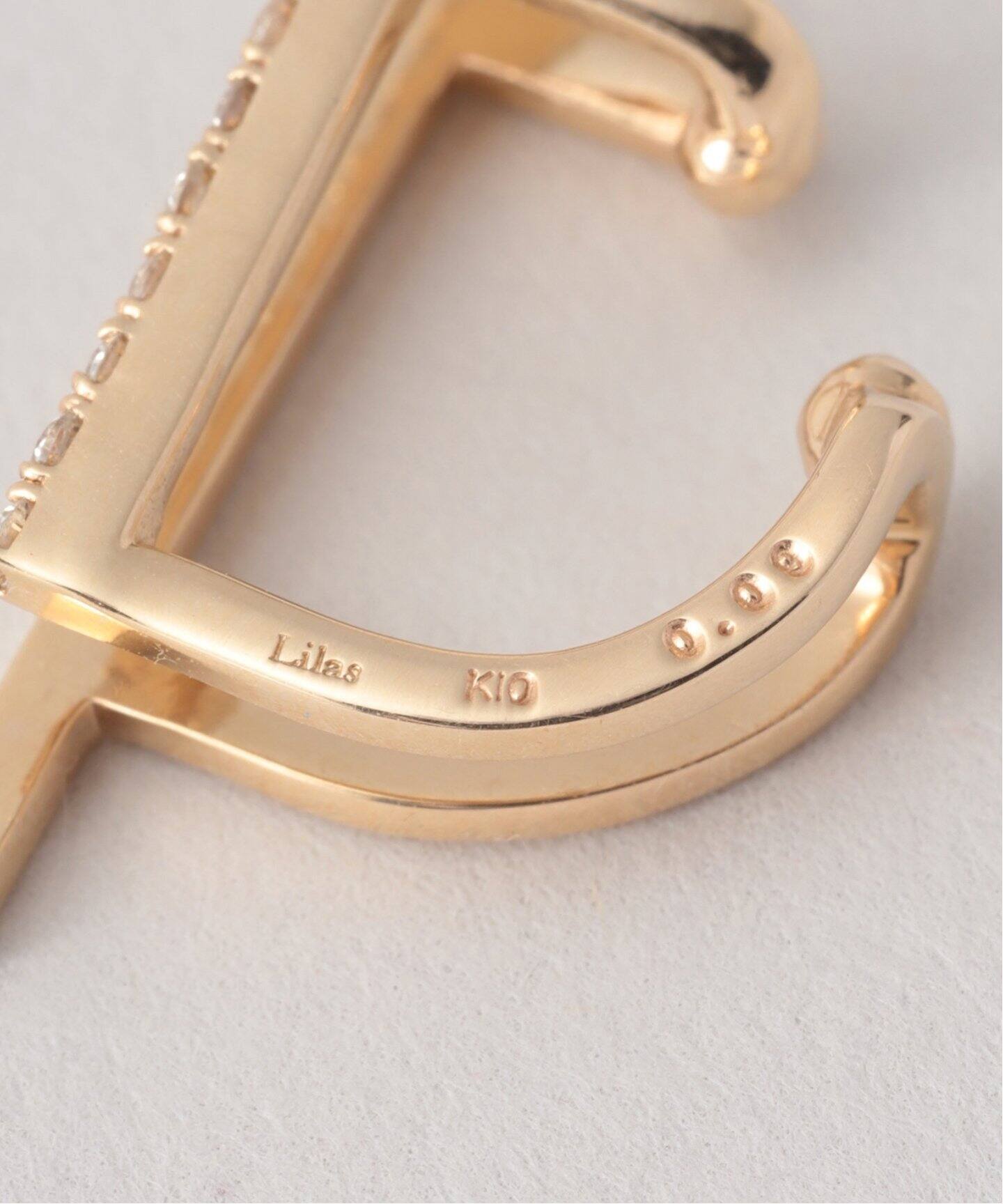 追加予約》ダイヤダブルバーイヤーカフ K10（片耳）（イヤーカフ  