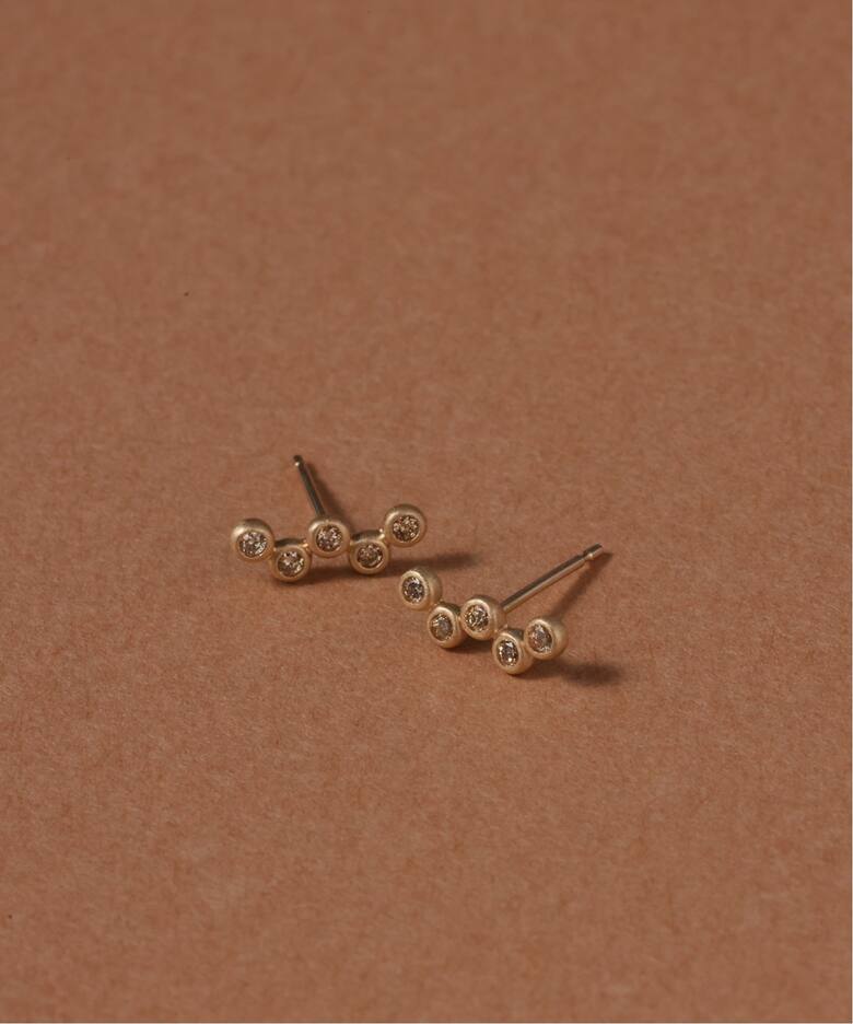 ブラウンダイヤウェーブピアス K10（両耳）（ピアス（両耳用 