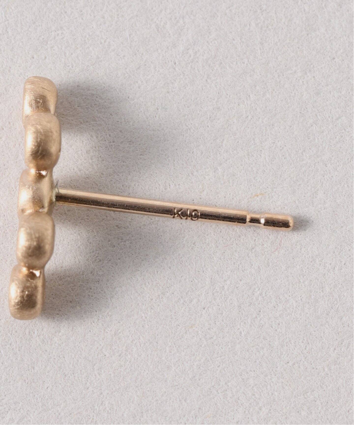 ブラウンダイヤウェーブピアス K10（両耳）（ピアス（両耳用 