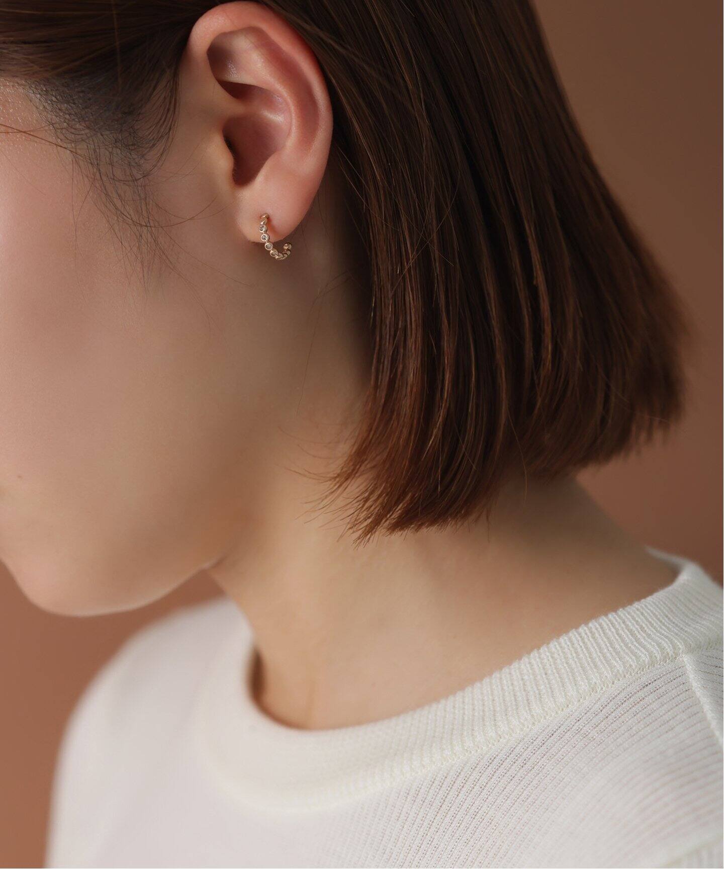 ブラウンダイヤフープピアス K10（両耳）（ピアス（両耳用））｜Lilas 