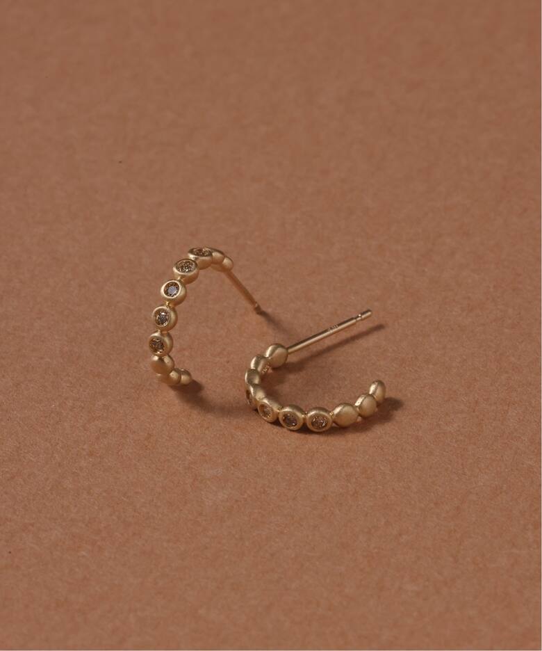 ブラウンダイヤフープピアス K10（両耳）（ピアス（両耳用））｜Lilas 