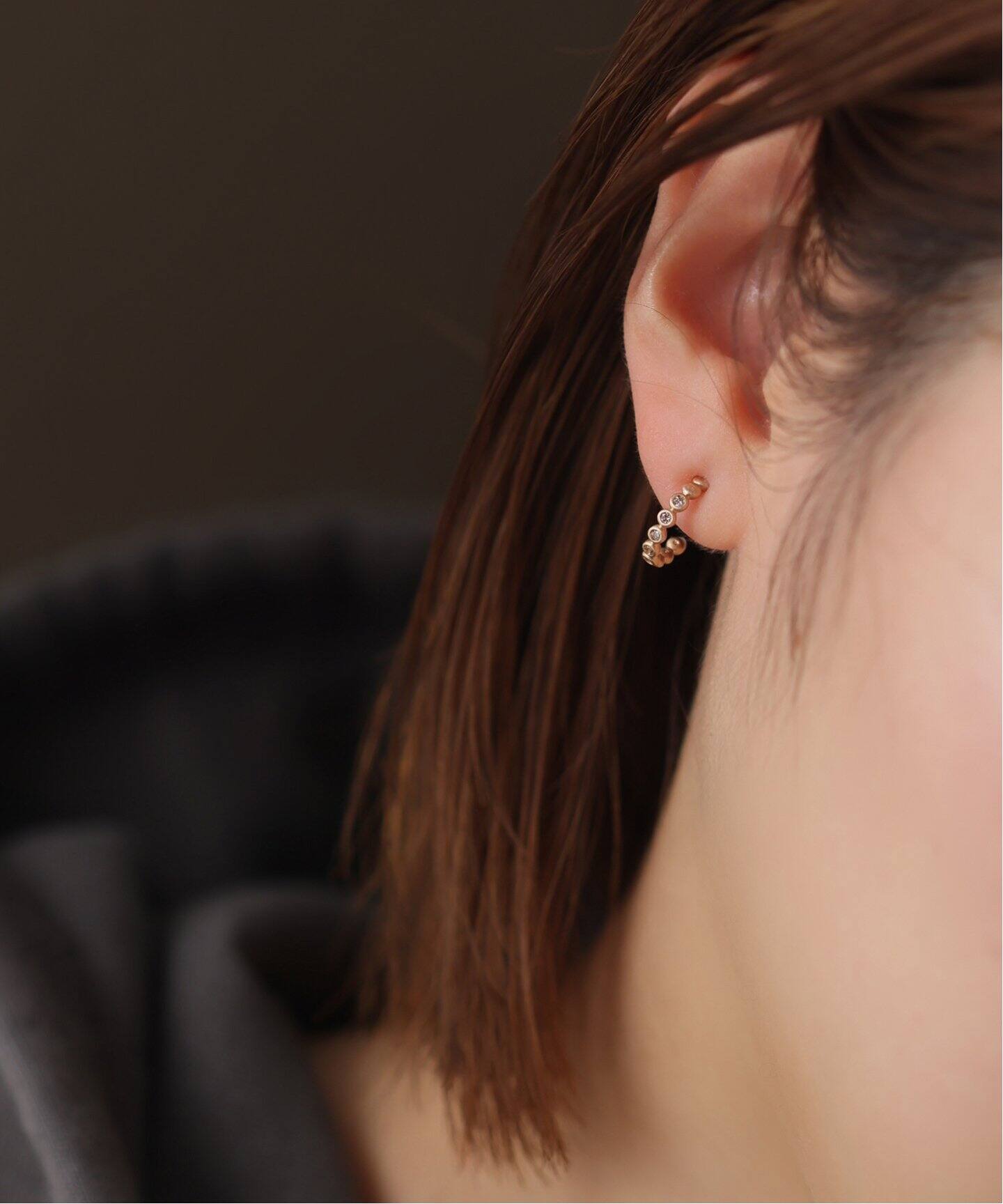 ブラウンダイヤフープピアス K10（両耳）（ピアス（両耳用））｜Lilas 