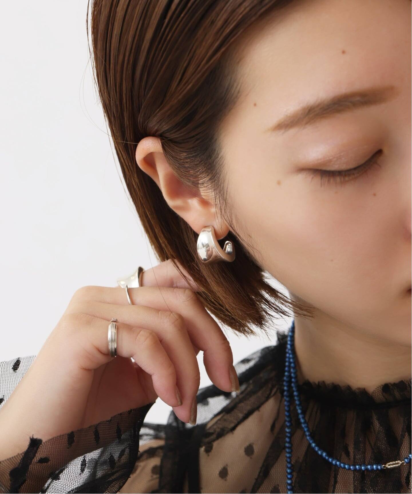 SAMH by LILAS】ワイド平甲丸ピアス SV（両耳）（ピアス（両耳用 