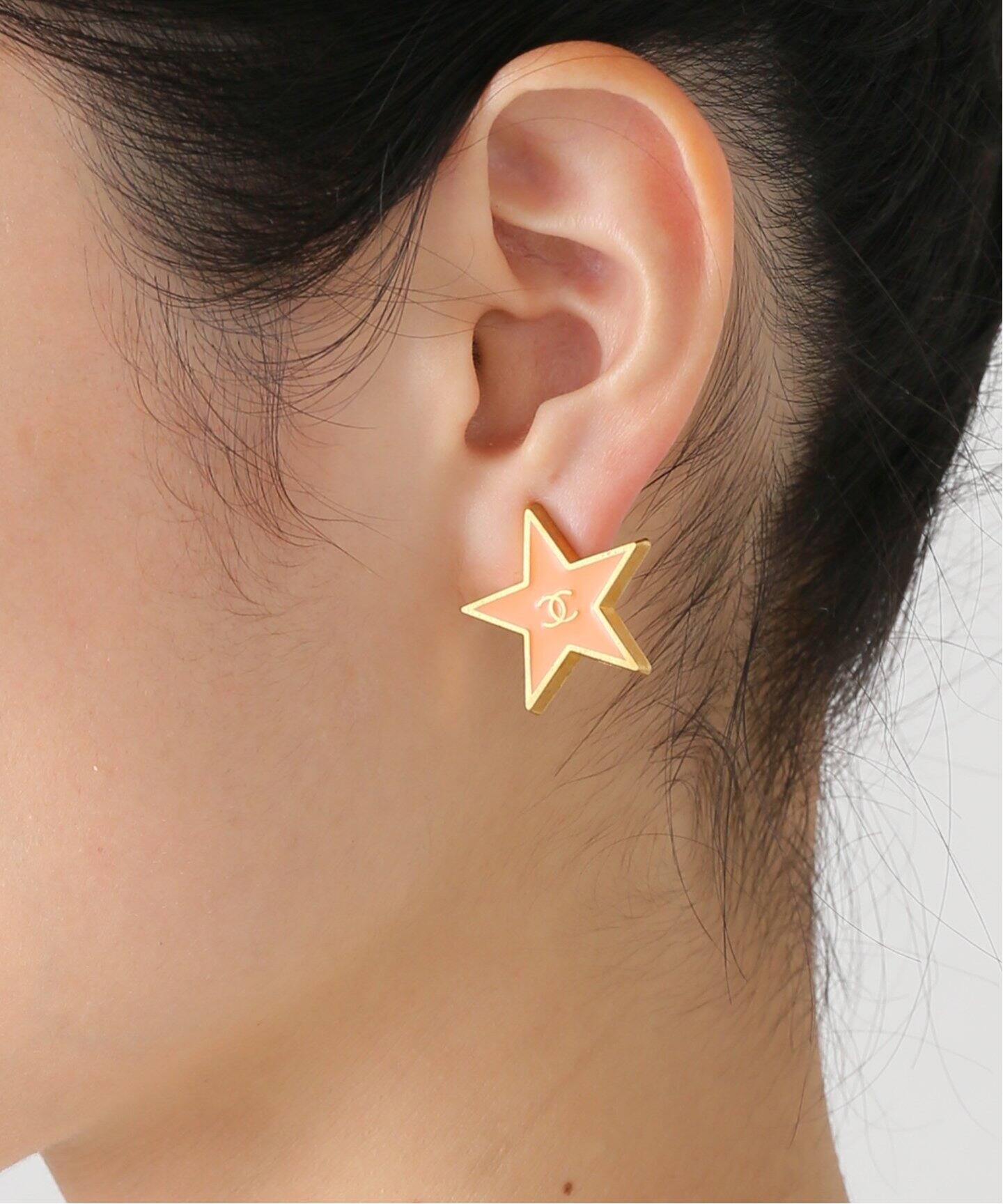 美品 シャネル ココマーク クリア ピアス 02A ゴールド ココ 刻印 コメ