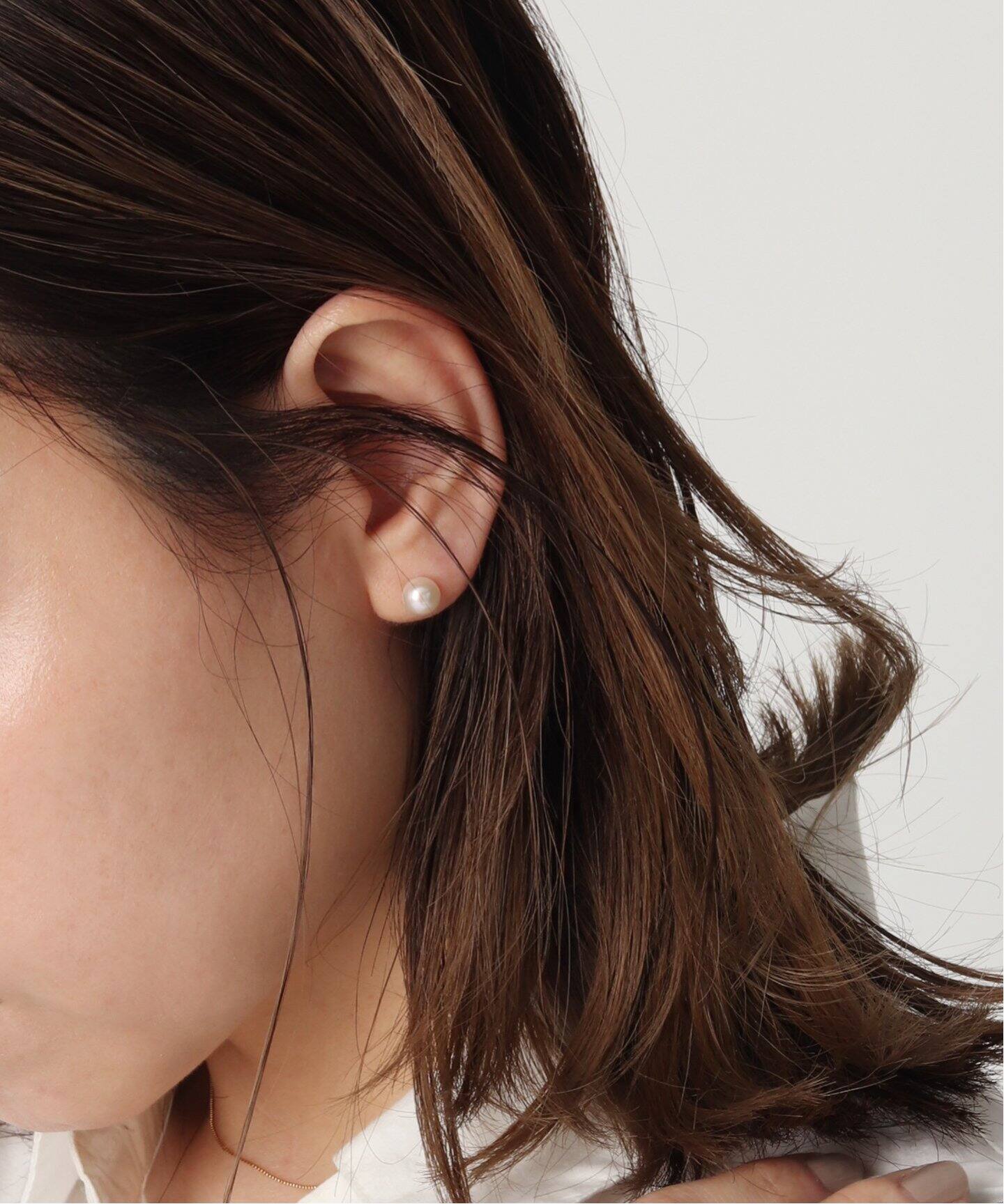 18KYG 6.5mm あこやパールピアス(両耳)（ピアス（両耳用 