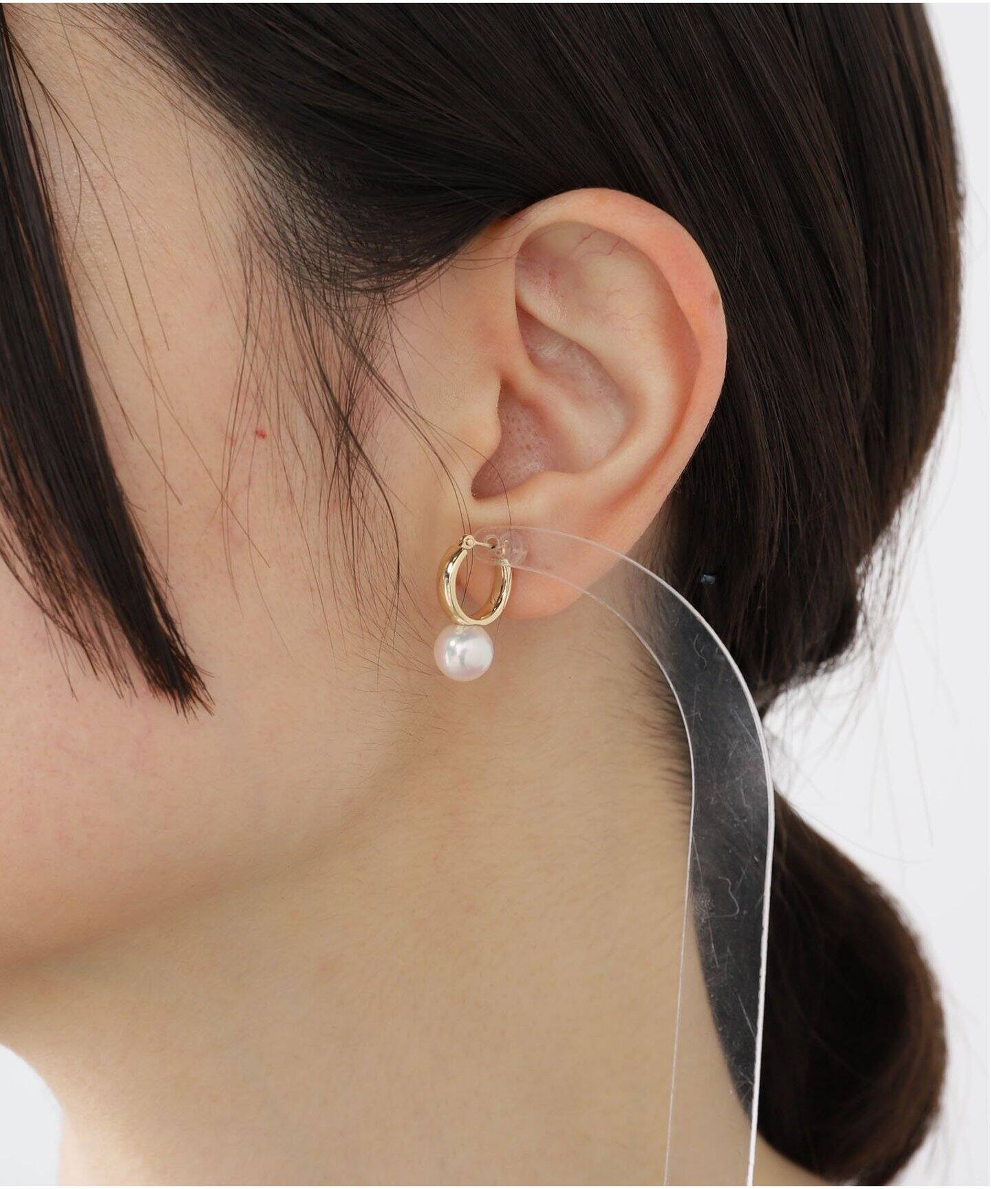 10K 8.0mm akoya pearl hoop pierce(両耳)（ピアス（両耳用  