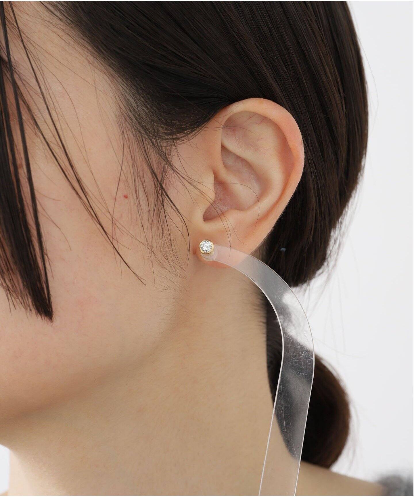 18KYG 0.4ct ダイヤモンド フクリンピアス(両耳)（ピアス（両耳用 