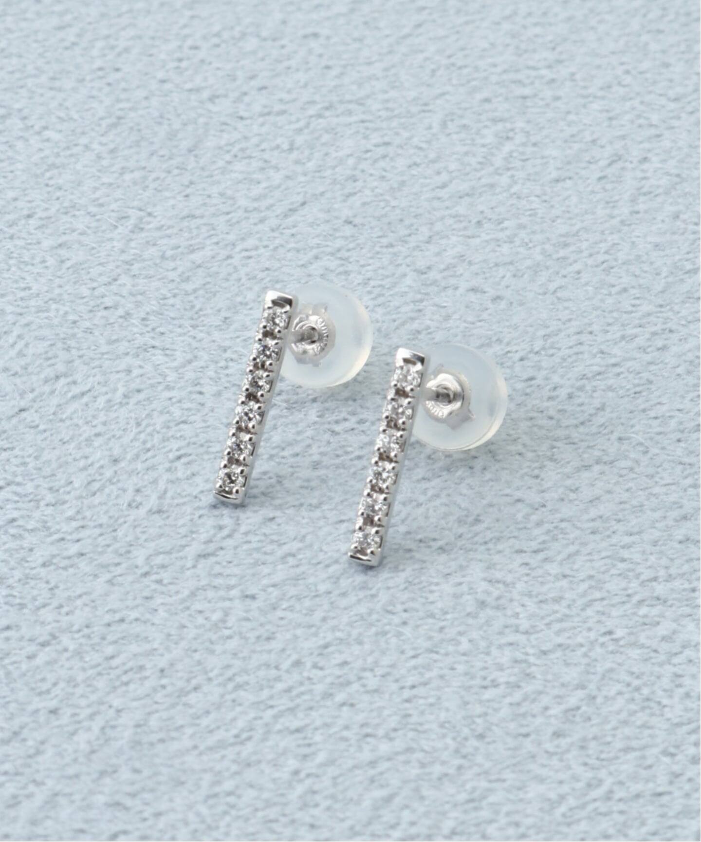18K 0.12ct diamond bar pierce(両耳)（ピアス（両耳用 