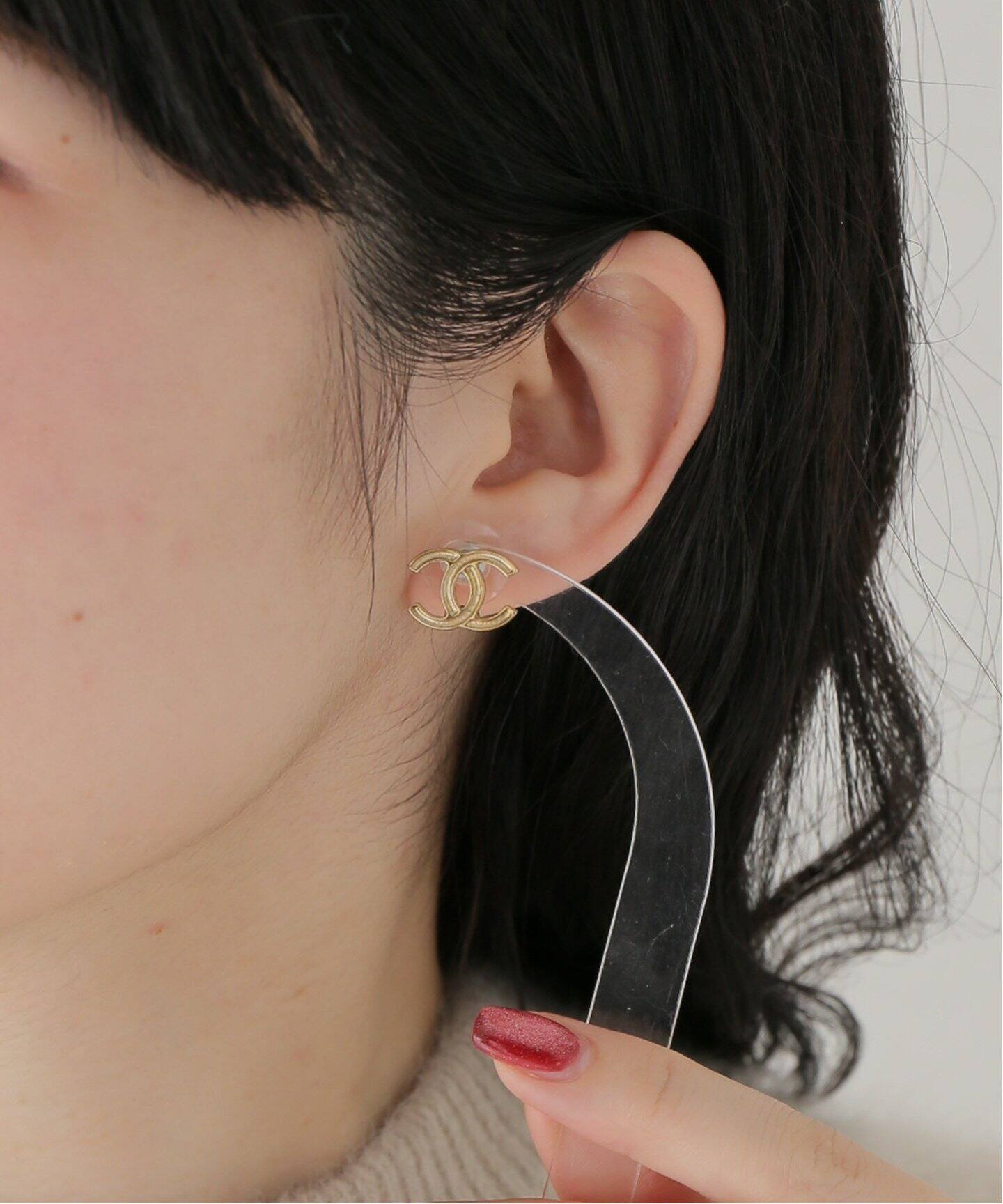 VINTAGE CHANEL/シャネル】 pierce logo(両耳)（ピアス（両耳用 