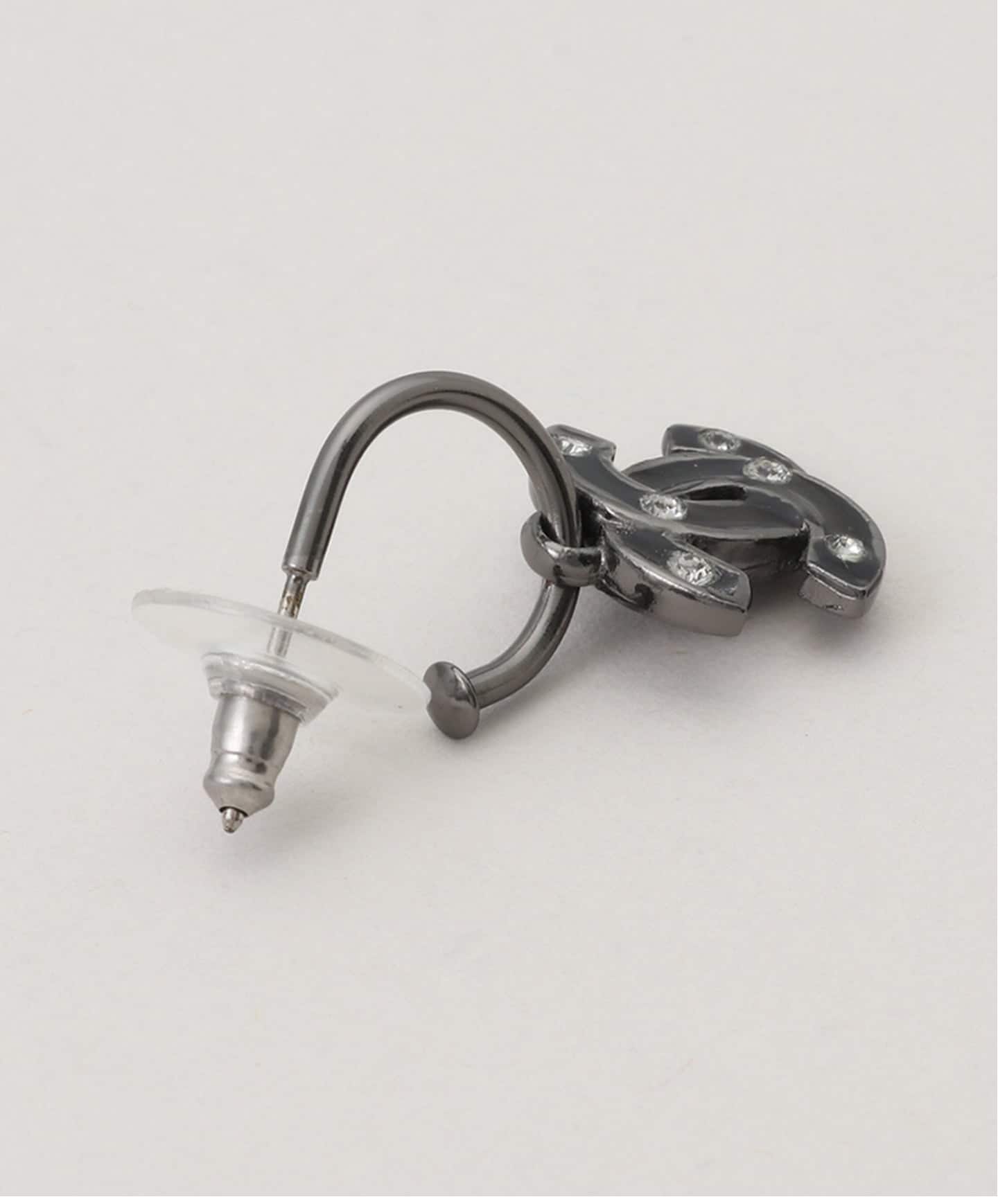 VINTAGE CHANEL/シャネル】pierce rs logo hoop (両耳)（ピアス（両耳