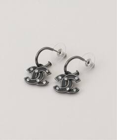 VINTAGE CHANEL/シャネル】pierce rs logo hoop (両耳)（ピアス（両耳 