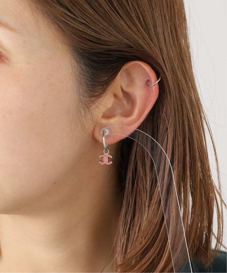 VINTAGE CHANEL/シャネル】pierce logo(両耳)（ピアス（両耳用  