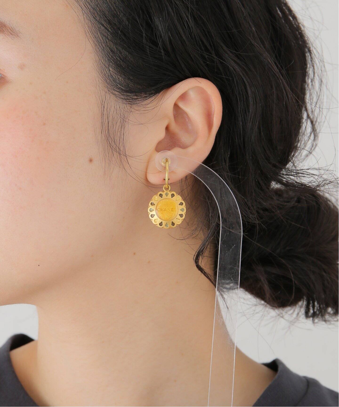 VINTAGE CHANEL/シャネル】ピアス logo flower hoop 99a(両耳)（ピアス  