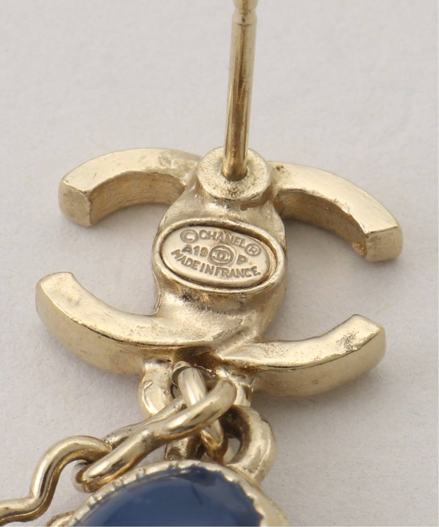 CHANEL/シャネル】 pierce logo star pearl (両耳)（ピアス（両耳用