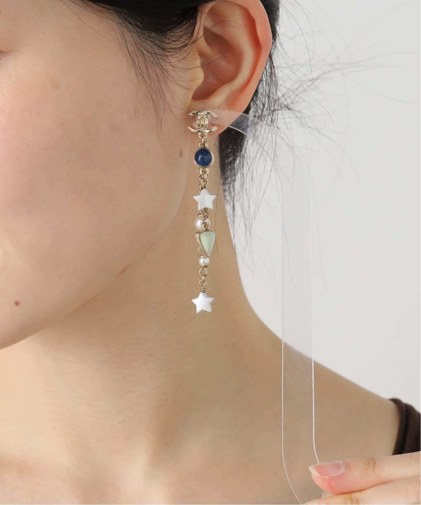 CHANEL/シャネル】 pierce logo star pearl (両耳)（ピアス（両耳用