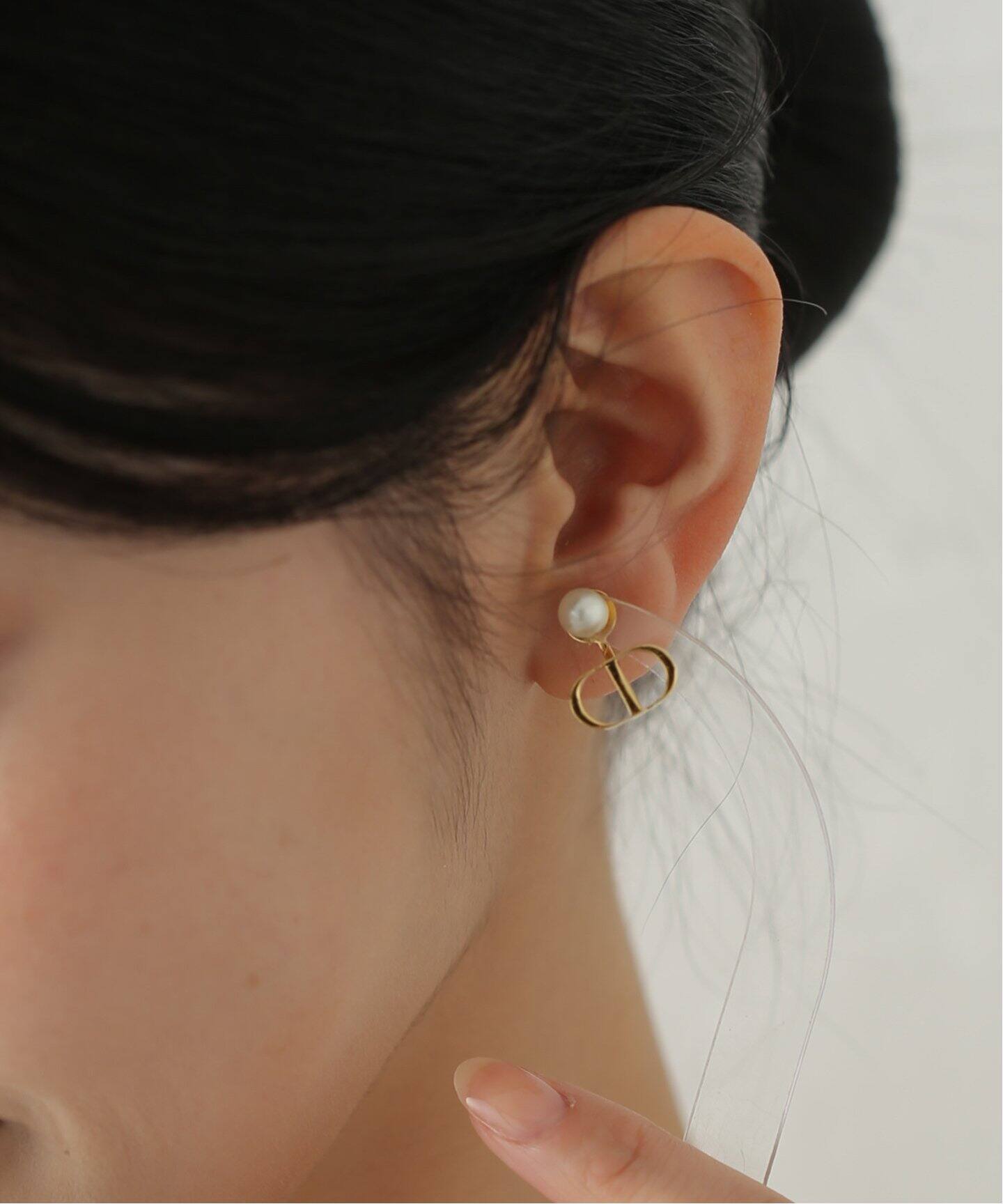 VINTAGE DIOR/ディオール】pierce pearl logo(両耳)（ピアス（両耳用 