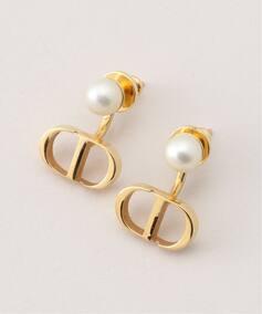 VINTAGE DIOR/ディオール】pierce pearl logo(両耳)（ピアス（両耳用 