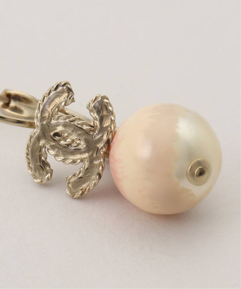 CHANEL/シャネル】pierce hoop logo marble pearl(両耳)（ピアス（両耳 