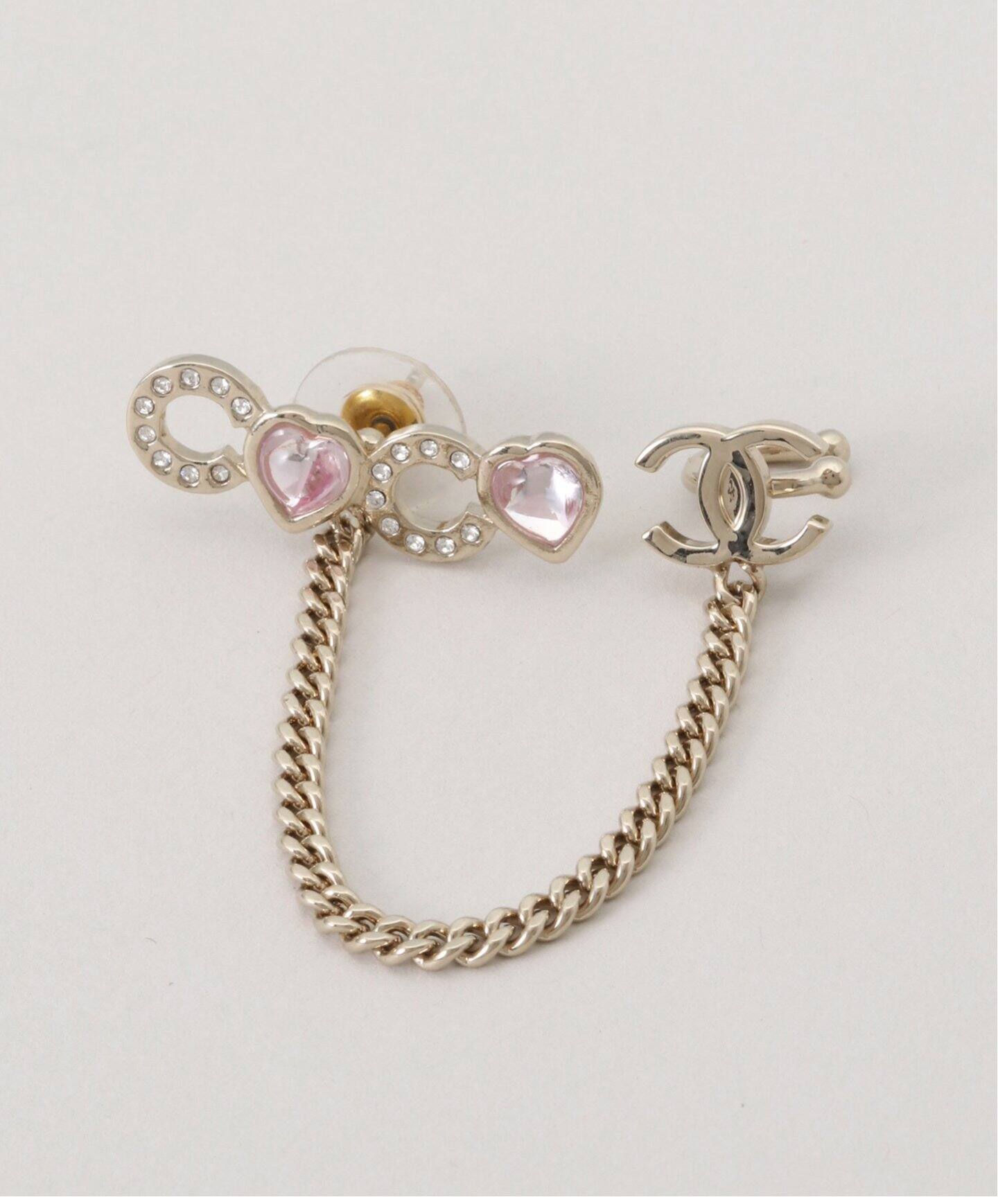 VINTAGE CHANEL/シャネル】Pierce logo coco w/earcuf(両耳)（ピアス 