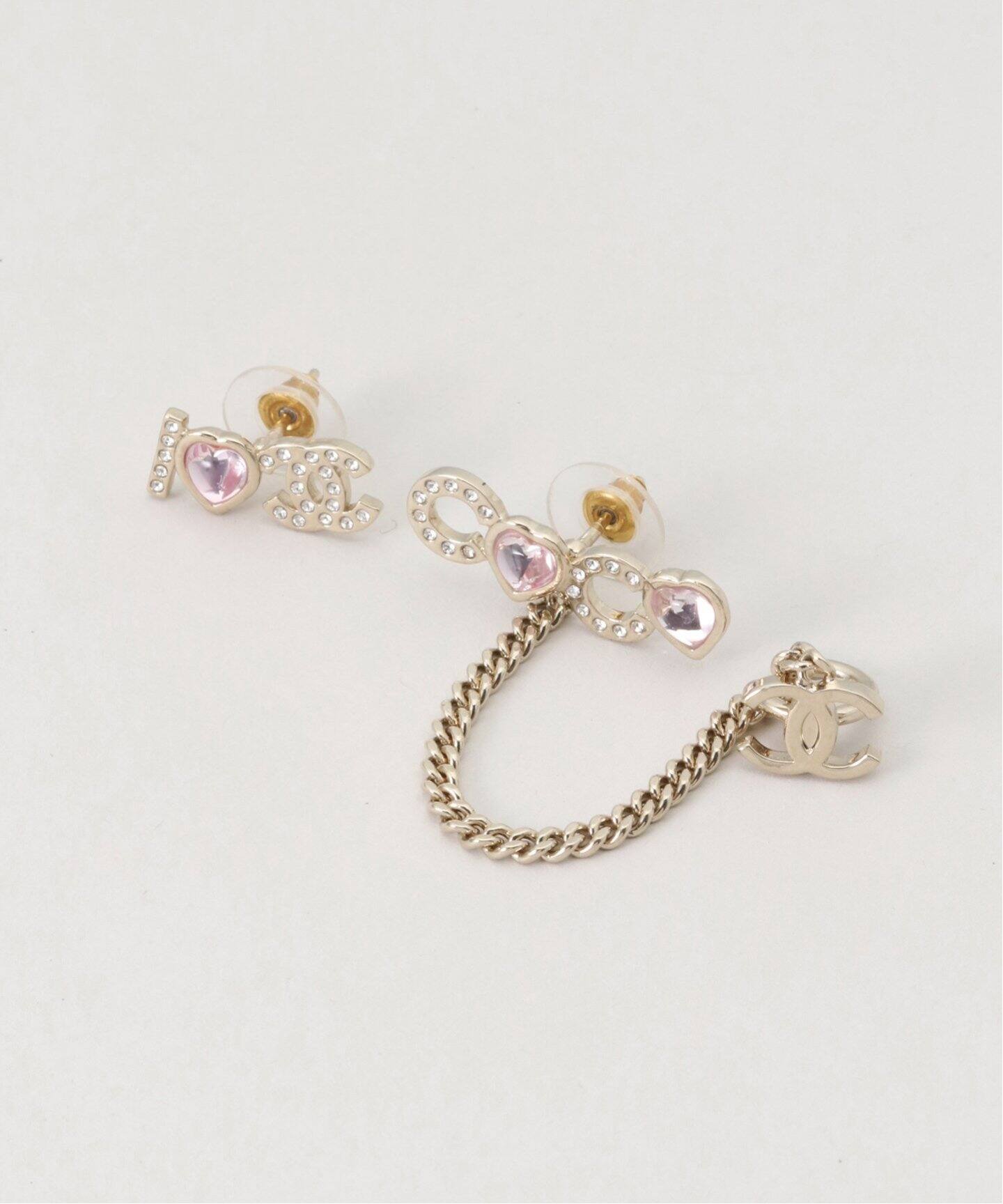 VINTAGE CHANEL/シャネル】Pierce logo coco w/earcuf(両耳)（ピアス 