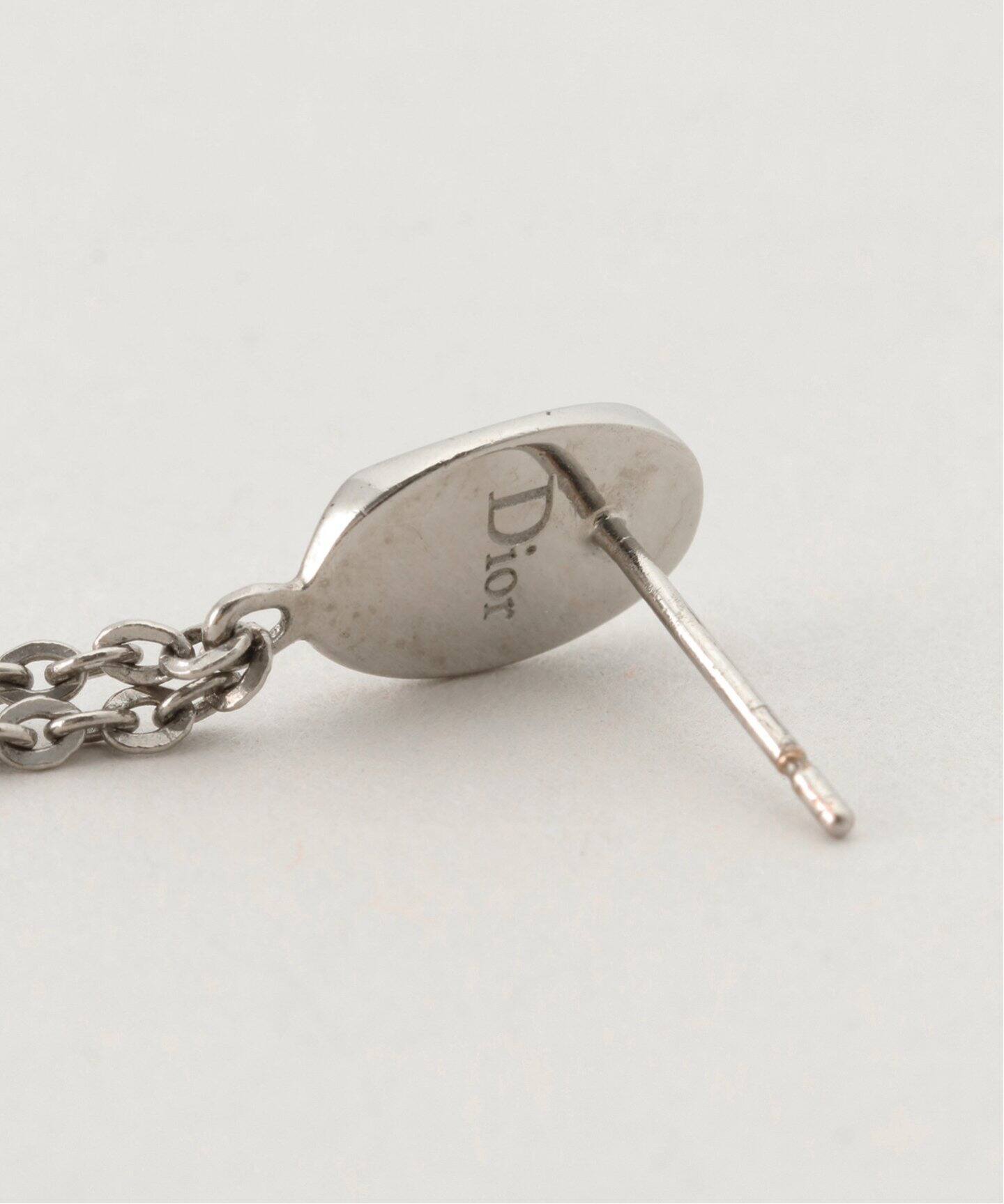 VINTAGE DIOR/ディオール】 pierce logo chain rs pink(両耳