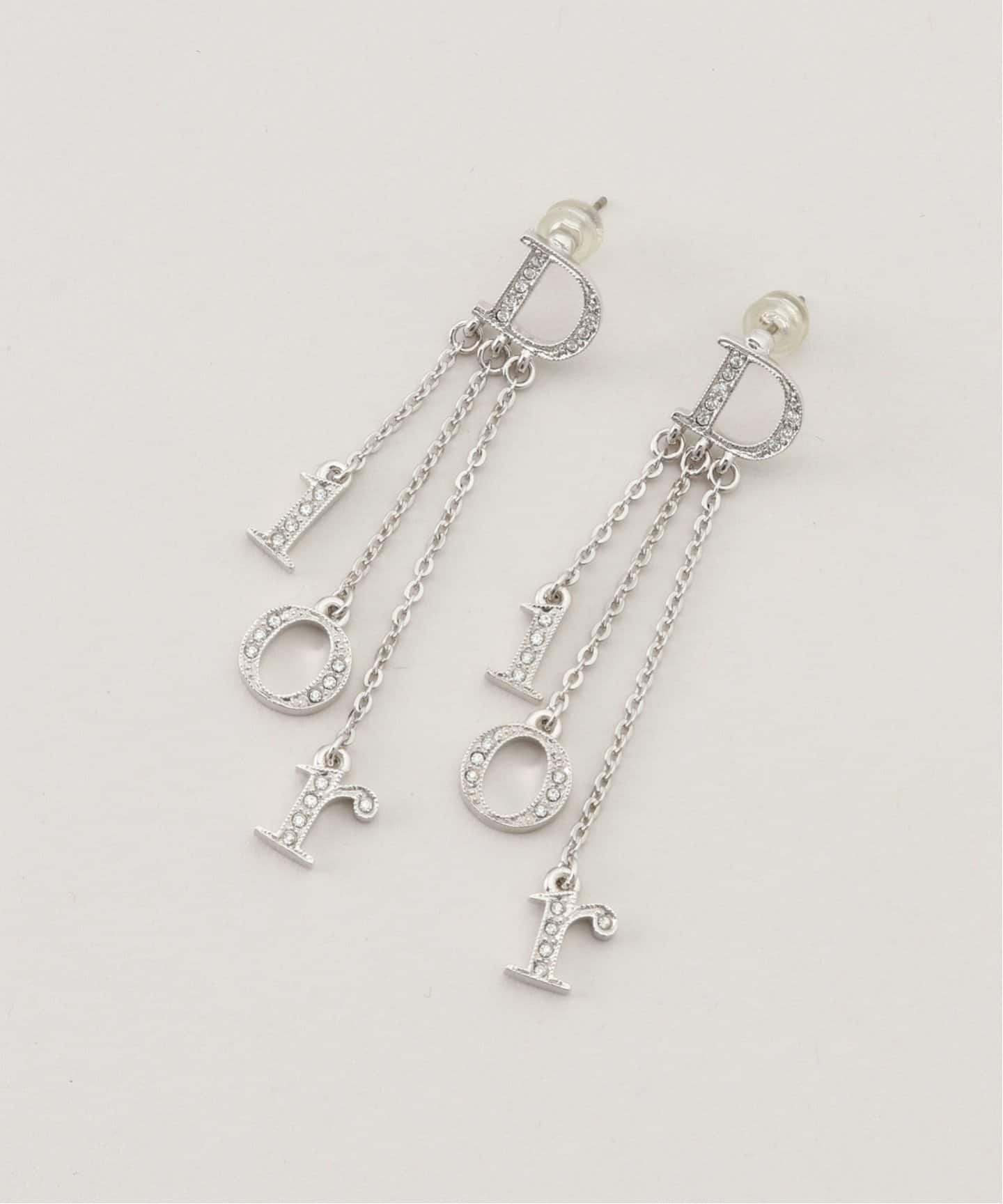 Dior ロゴデザイン ピアス(両耳用) ディオール Diorロゴ ピアス(両耳用) GP×ラインストーン