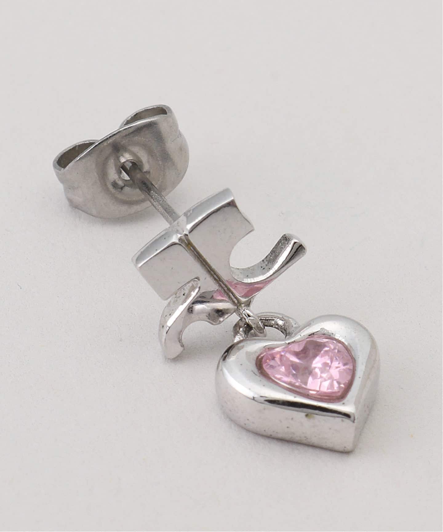 希少✨ Courreges クレージュ K18 刻印 チェーン ピアス 石付き VINTAGE COURREGES/クレージュ】 pierce logo heart (両耳)（ピアス