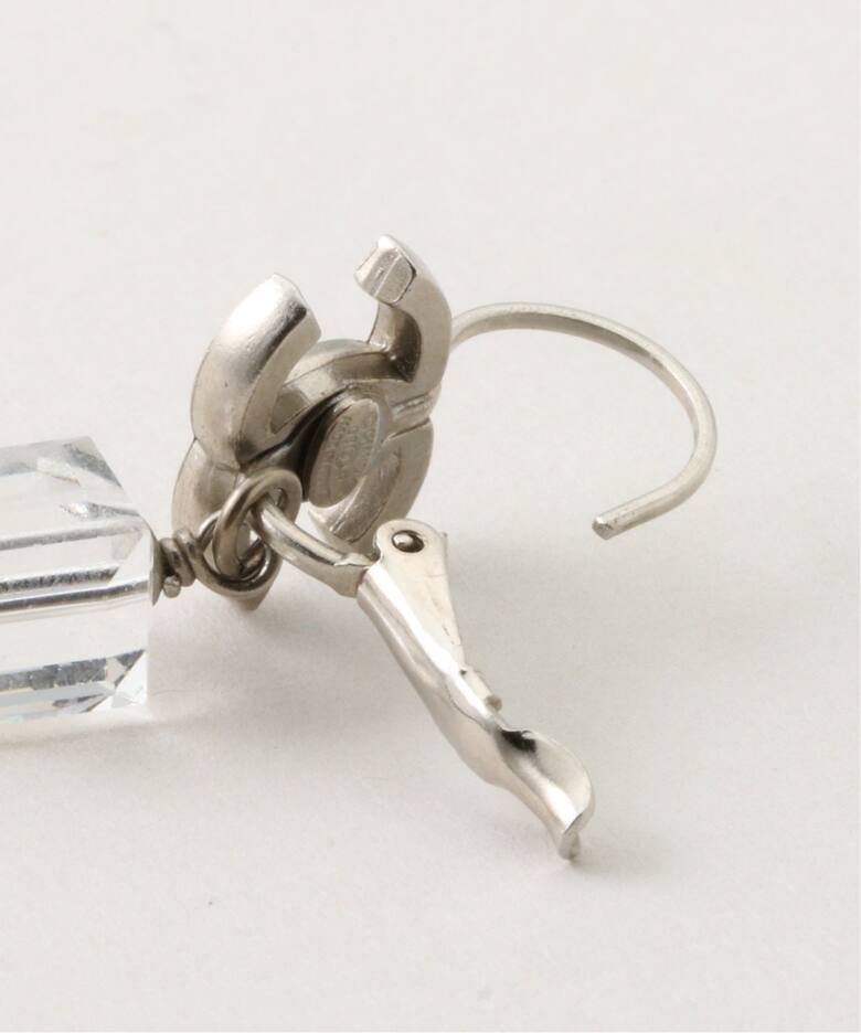 VINTAGE CHANEL/シャネル】 pierce logo acrylic cube chain(両耳 