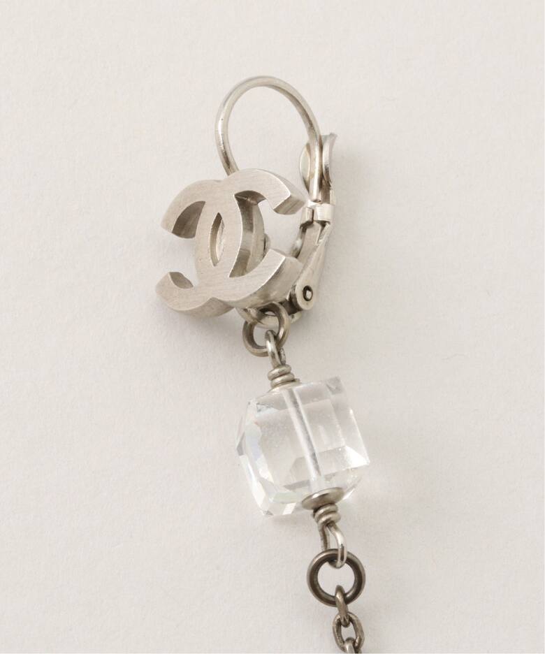 VINTAGE CHANEL/シャネル】 pierce logo acrylic cube chain(両耳 