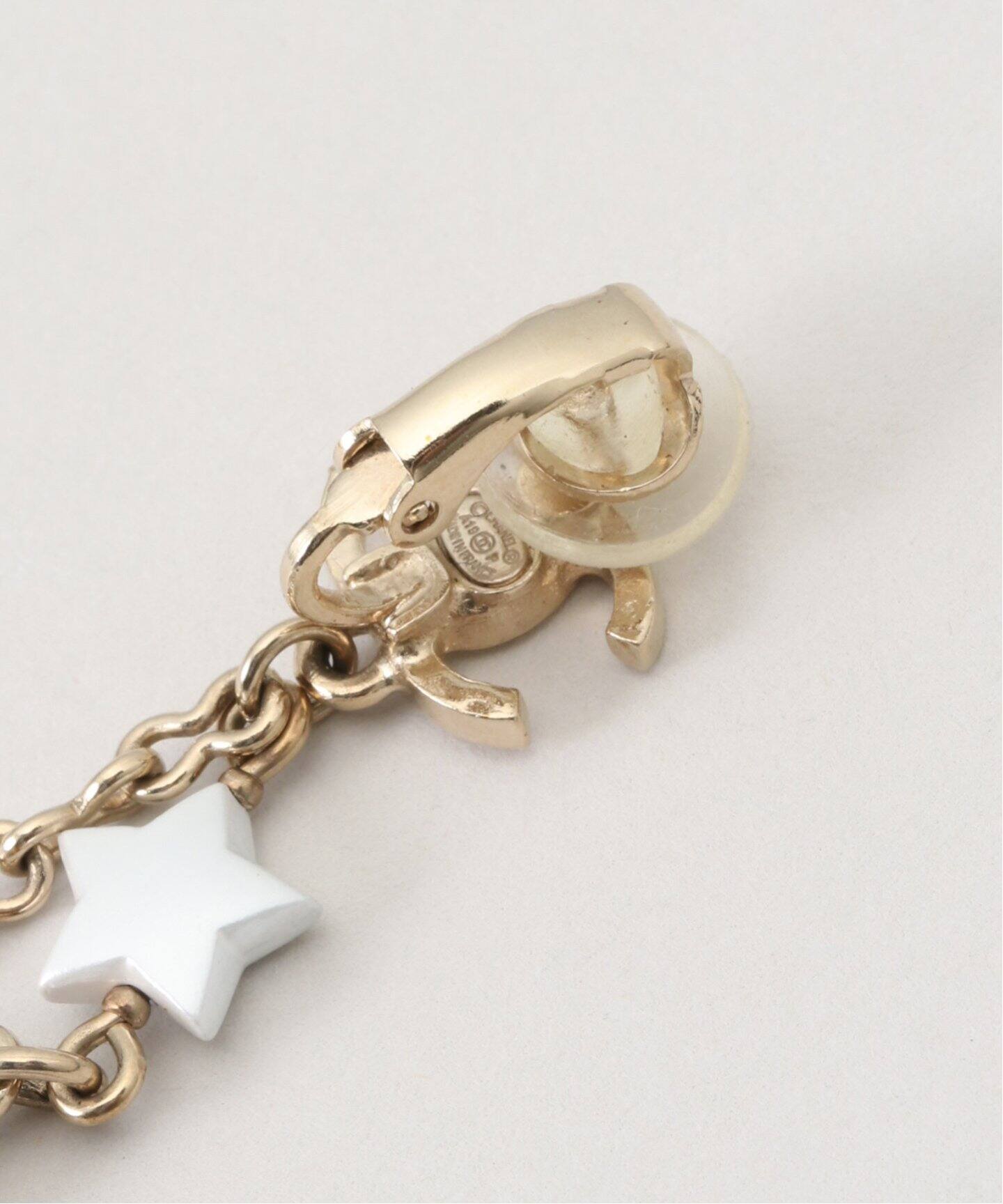 VINTAGE CHANEL/シャネル】Earring logo chain star pearl (両耳 