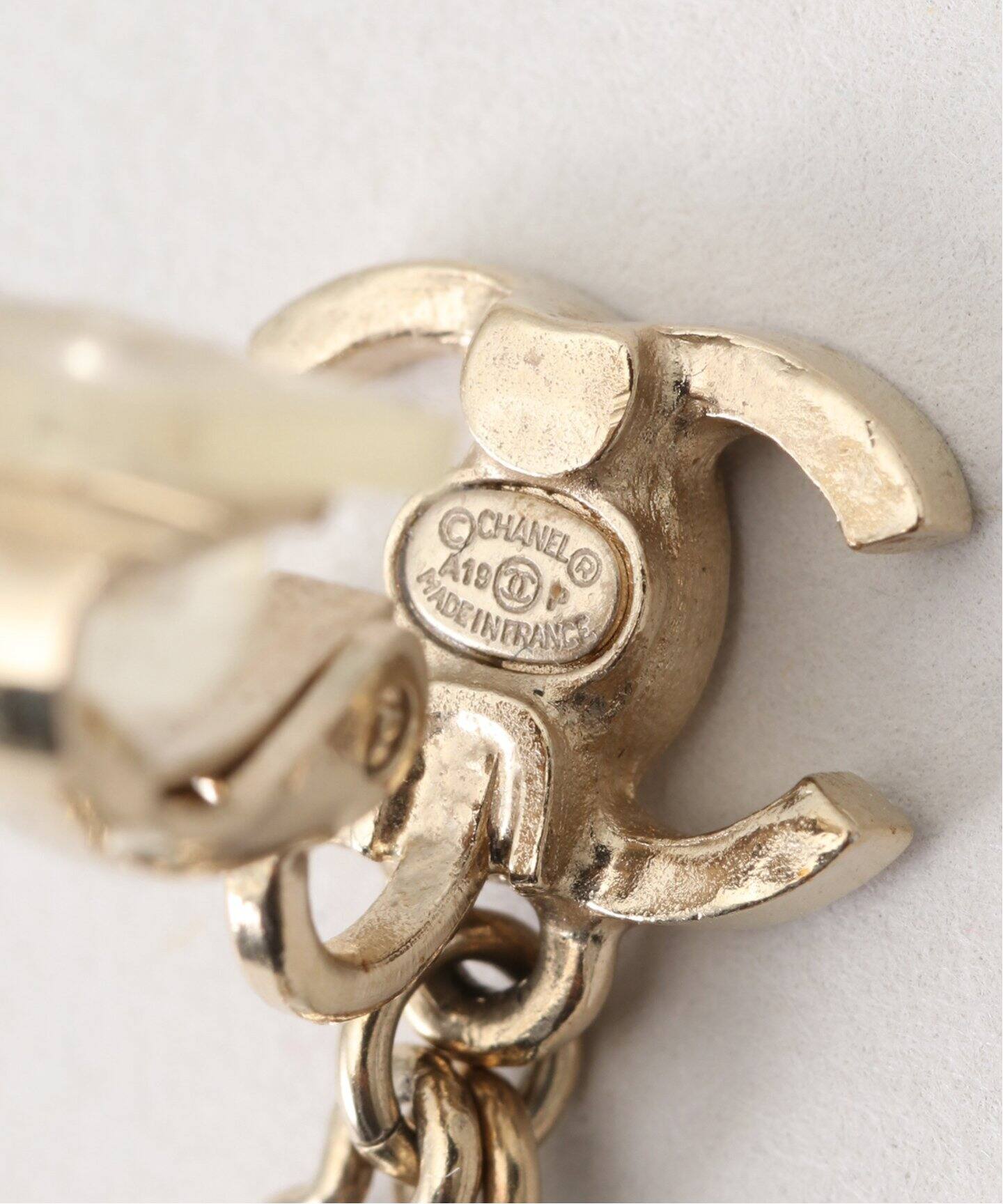 VINTAGE CHANEL/シャネル】Earring logo chain star pearl (両耳  