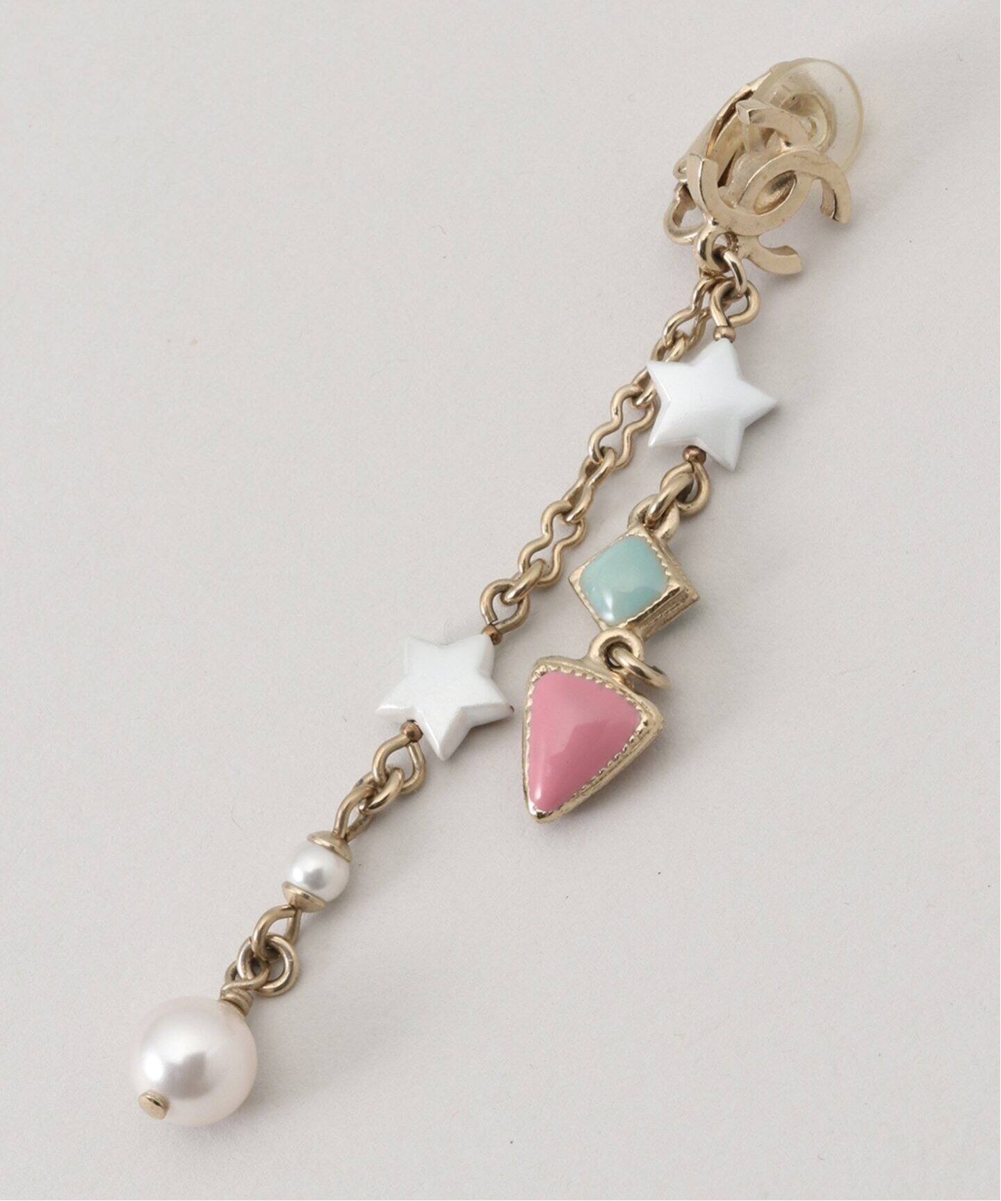 VINTAGE CHANEL/シャネル】Earring logo chain star pearl (両耳  