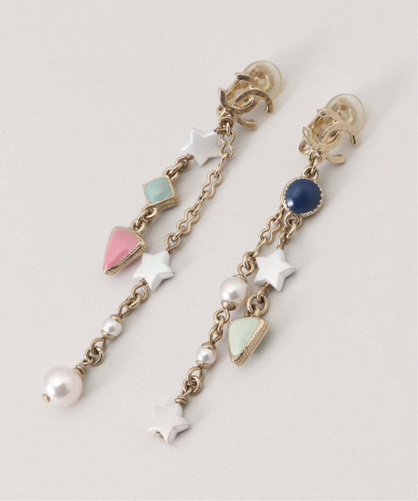VINTAGE CHANEL/シャネル】Earring logo chain star pearl (両耳 