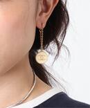 【VINTAGE CHANEL/シャネル】pierce round logo chain (両耳)