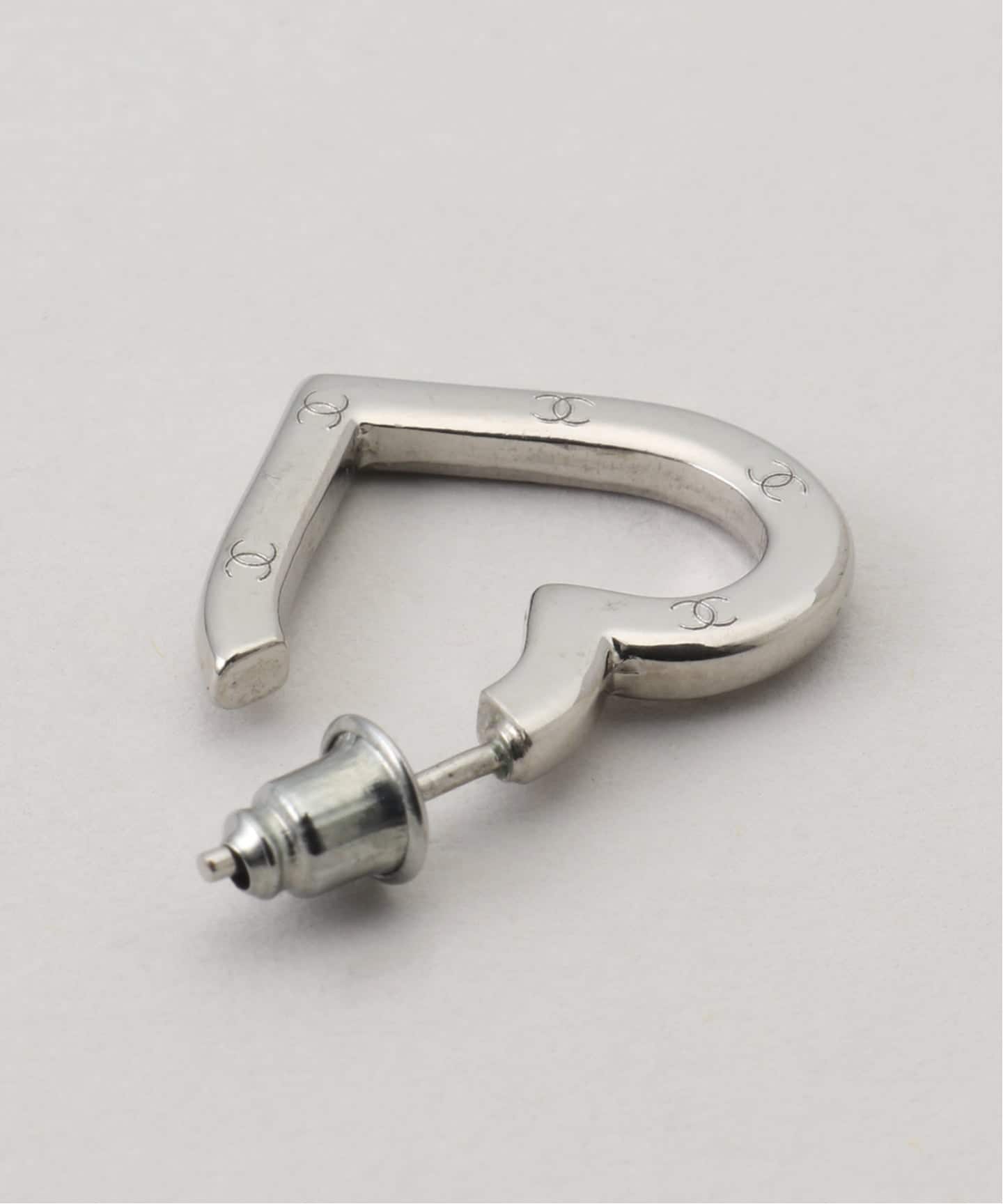 VINTAGE CHANEL/シャネル】pierce heart hoop logo(両耳)（ピアス（両