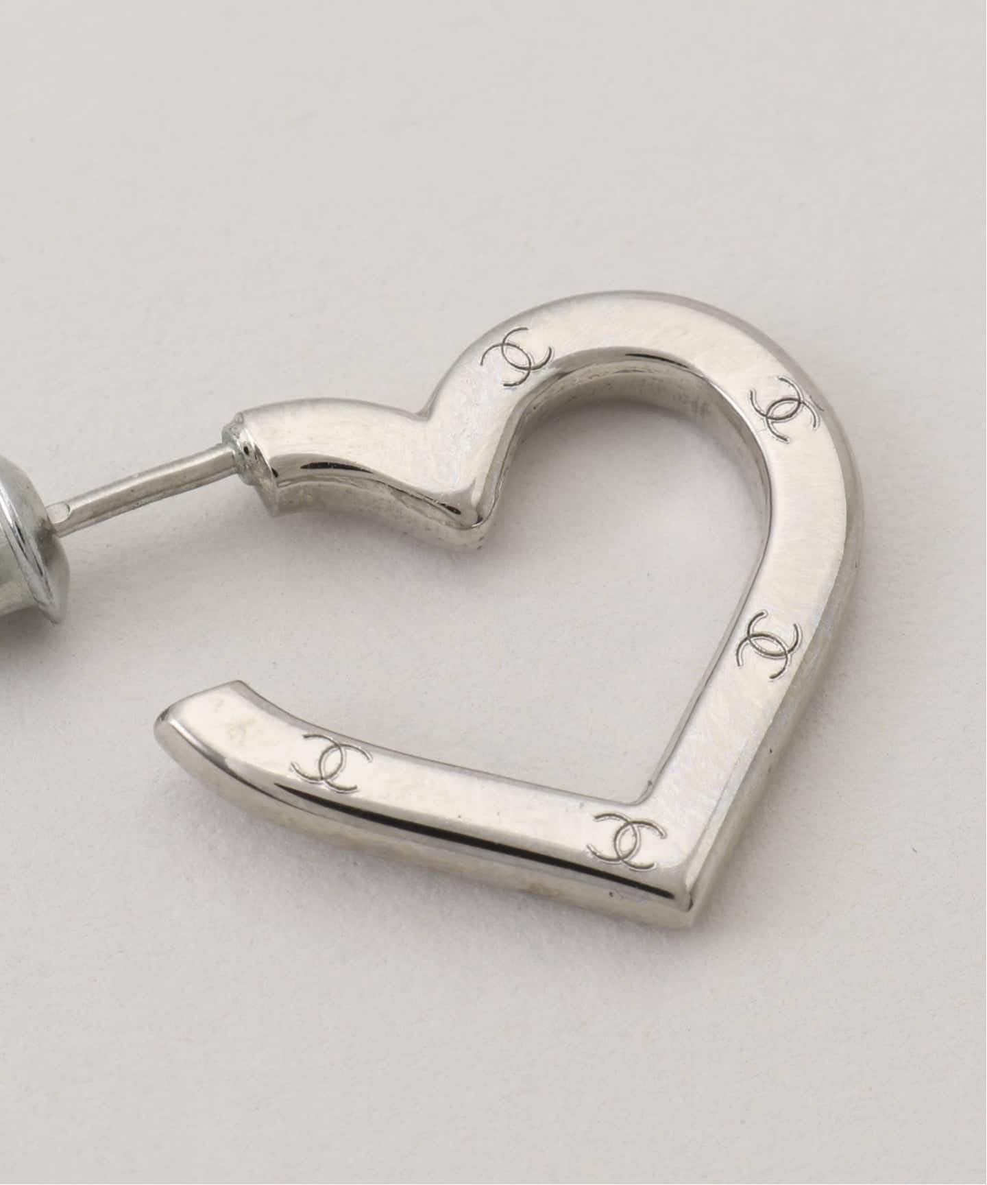 VINTAGE CHANEL/シャネル】pierce heart hoop logo(両耳)（ピアス（両