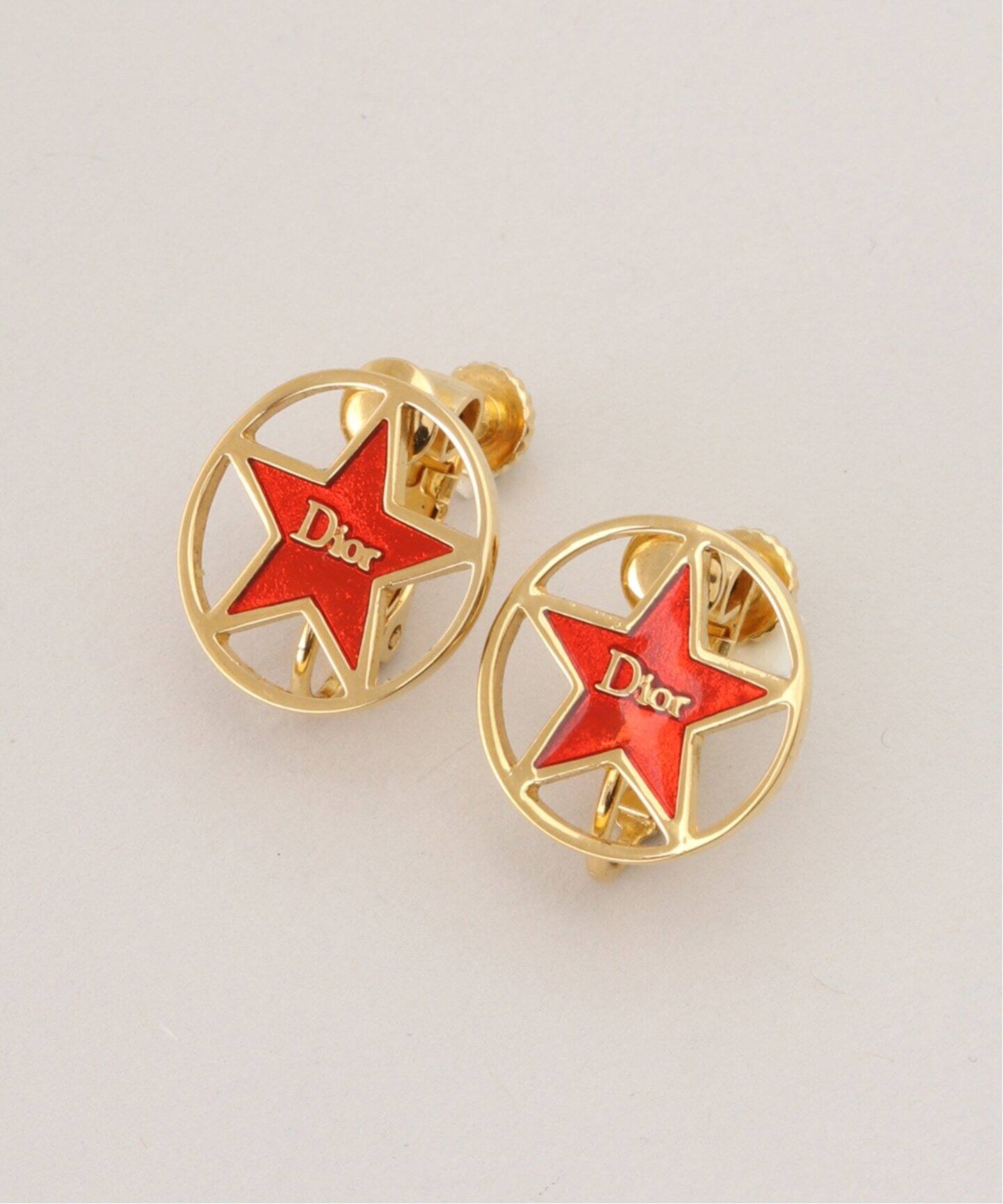 VINTAGE DIOR/ディオール】earring logo star red(両耳