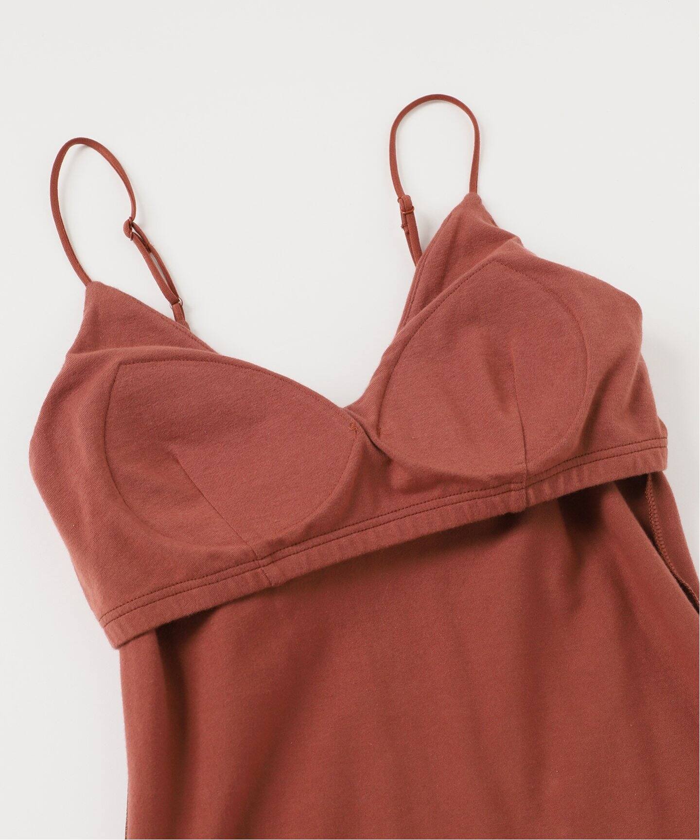 RESET】オーガニックコットン混 ブラキャミソール（ブリック）（カップ