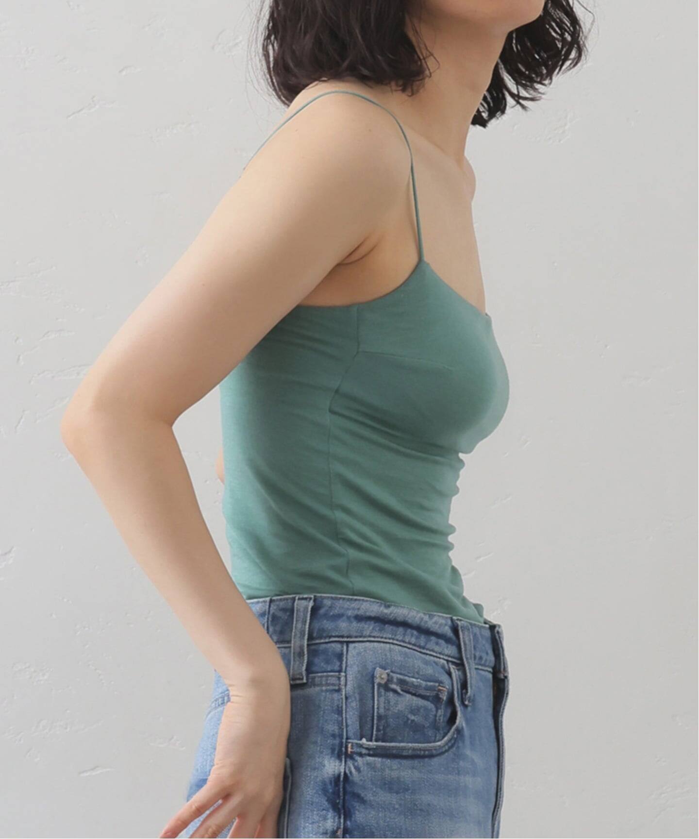 ACTIVE】Bamboo ストレッチキャミソール（グリーン）（カップ付き 