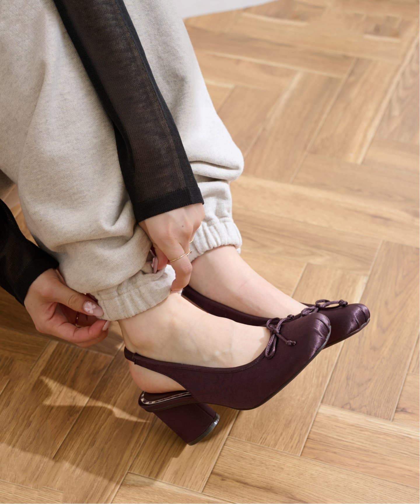 WEB限定》Le decore / ルデコレ6cm square ballerinaパンプス