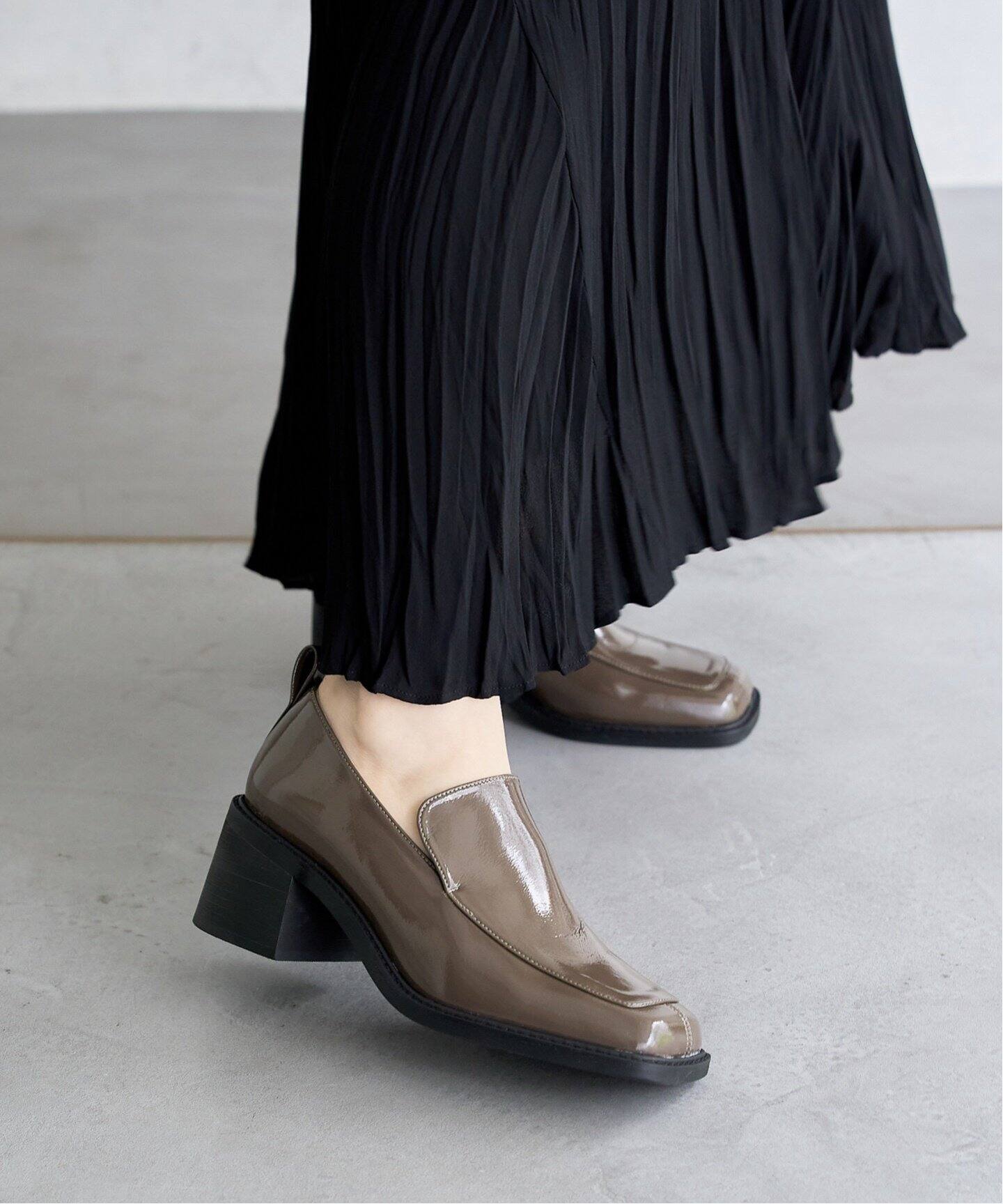 TAEKO HIGASHIHARA×LE TALON 5.5cmワイドスクエアヒールローファー 