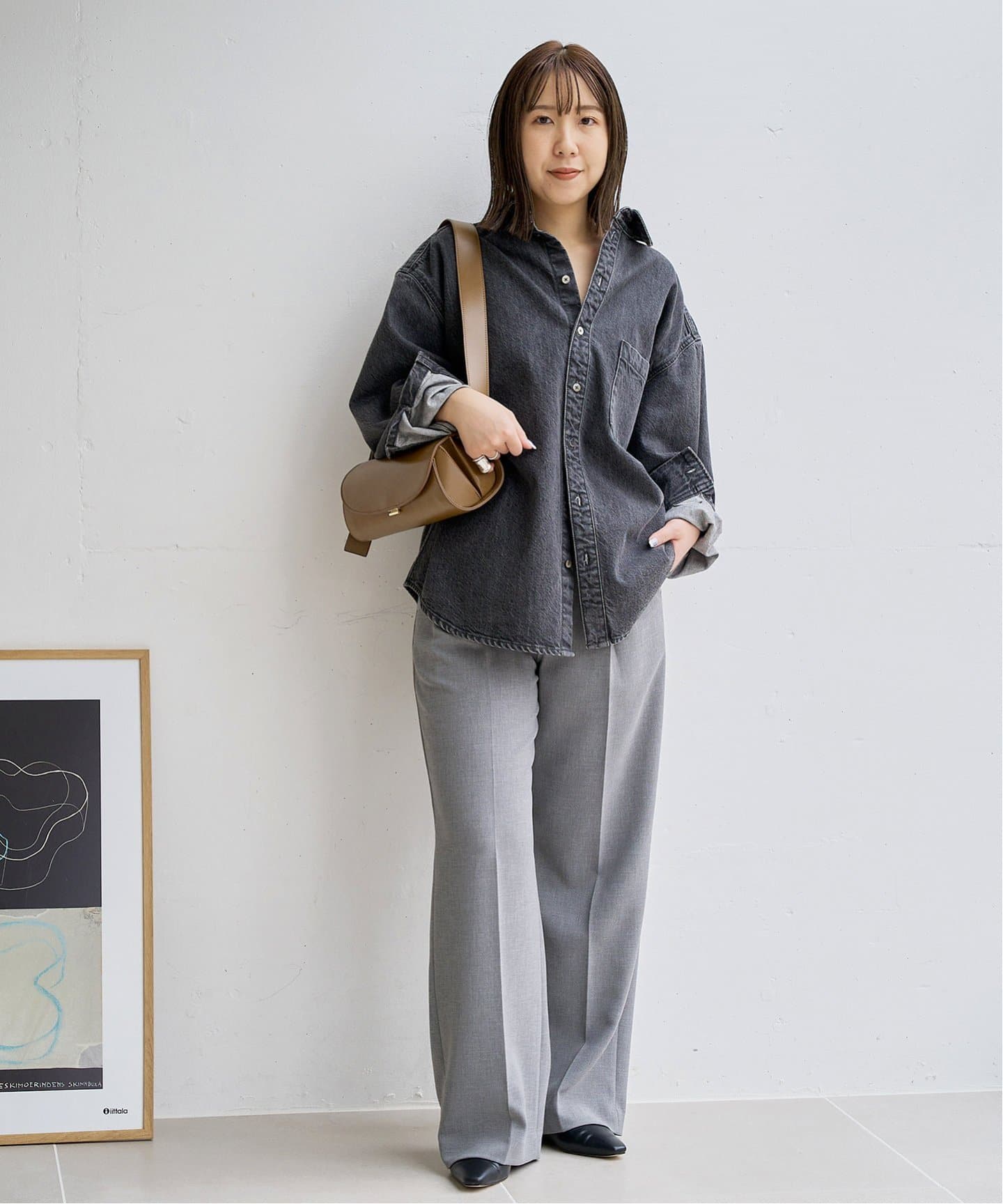 追加》フレンチスクエアレースアップフラット（フラットシューズ）｜LE