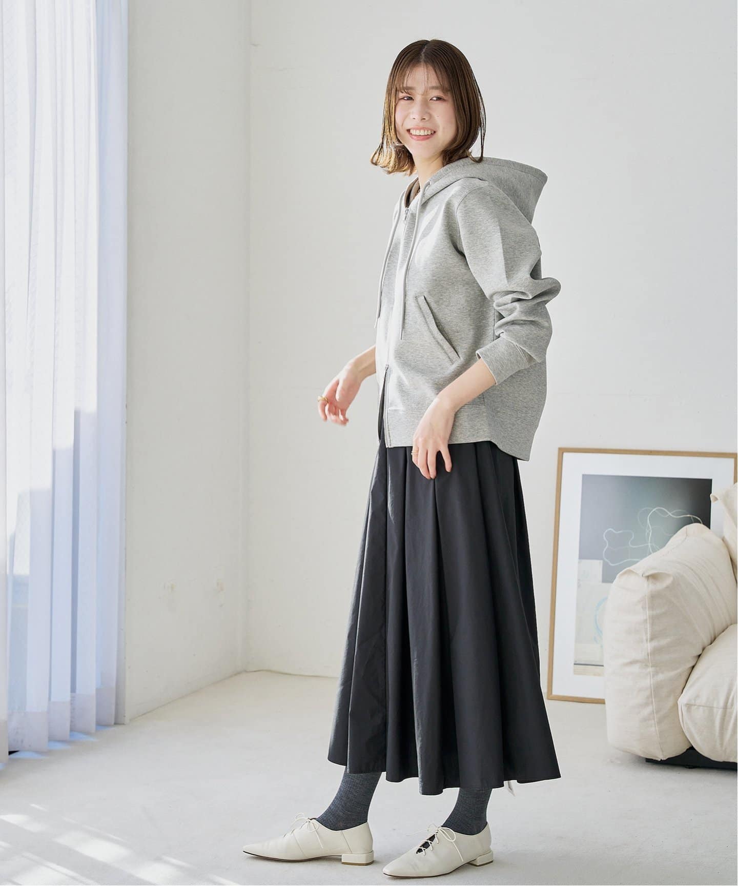 追加》フレンチスクエアレースアップフラット（フラットシューズ