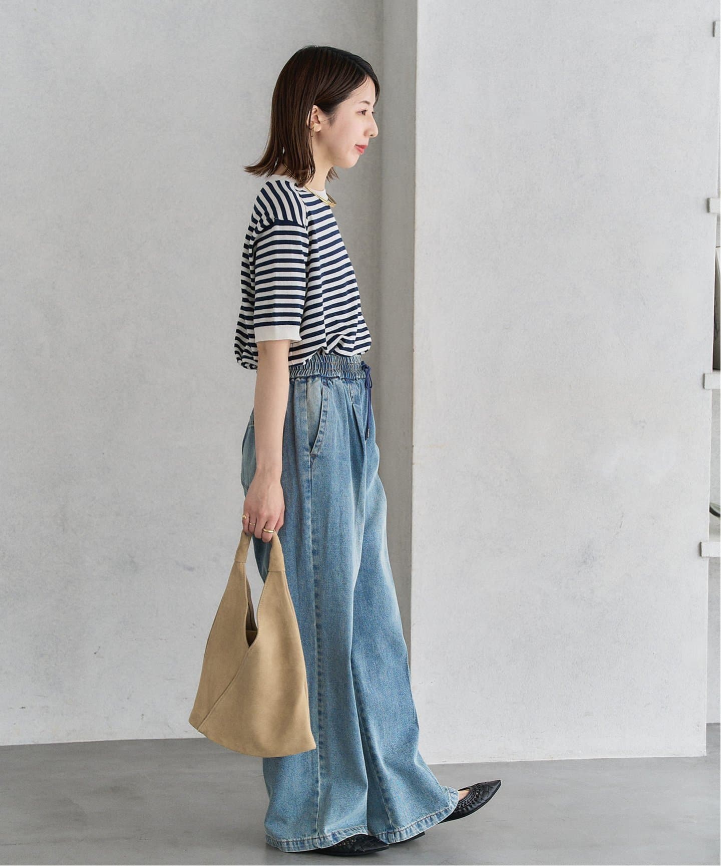 ポインテッドサシメッシュフラット（フラットシューズ）｜LE