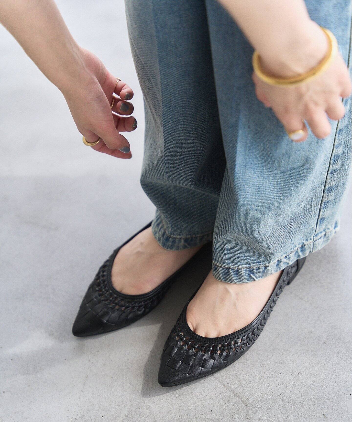 【極美品】ルタロン パンプス ポインテッドサシメッシュフラット 24cm 黒 ポインテッドサシメッシュフラット（その他シューズ）｜LE TALON