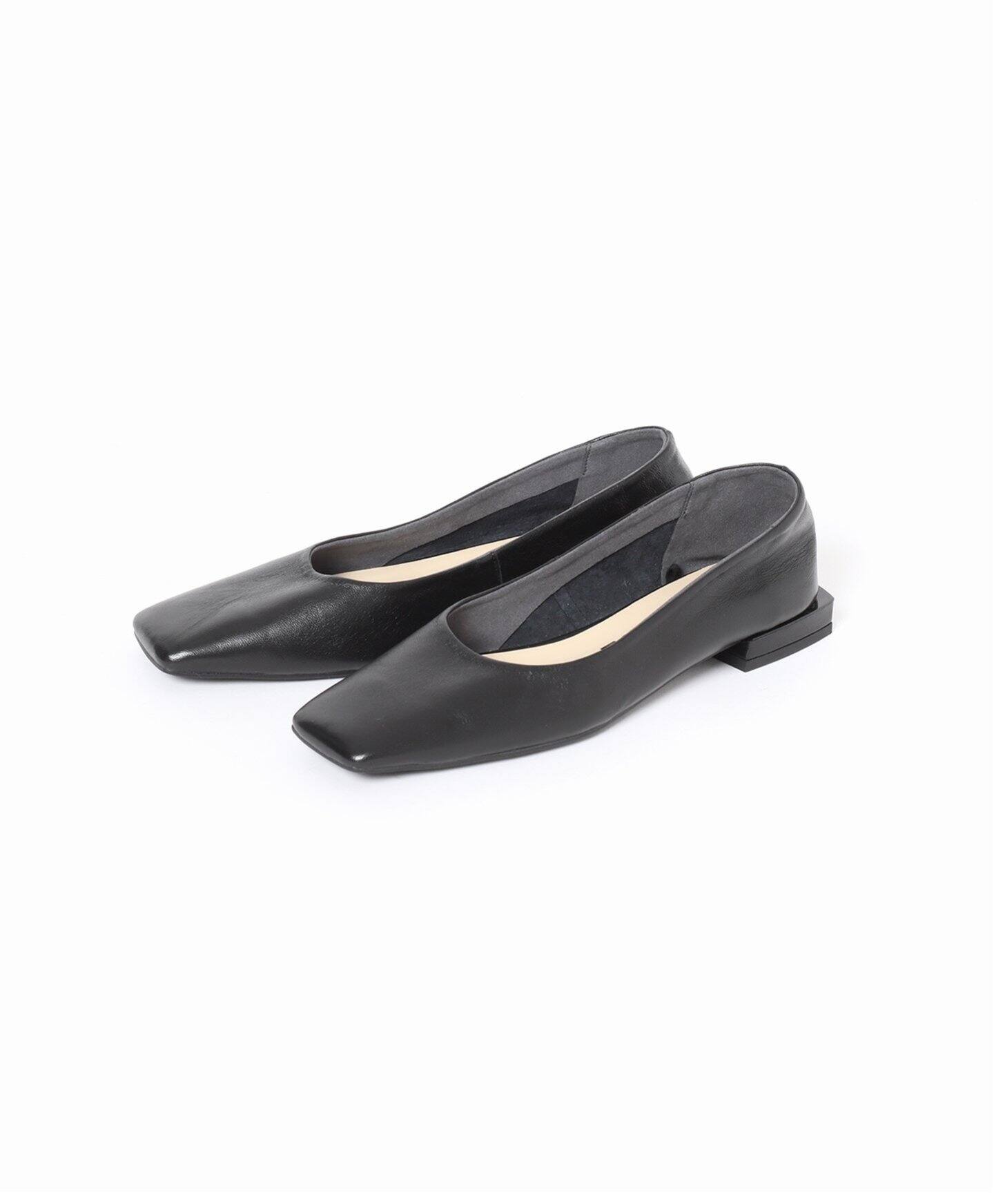 TAEKO HIGASHIHARA×LE TALONレザースクエアメリージェーンフラット 